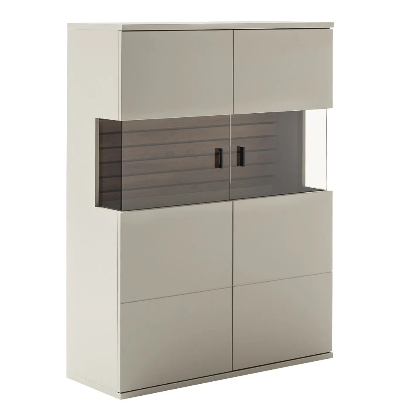 Highboard Lüttich 2 | Basalt / Wotan Eiche | optional LED Beleuchtung