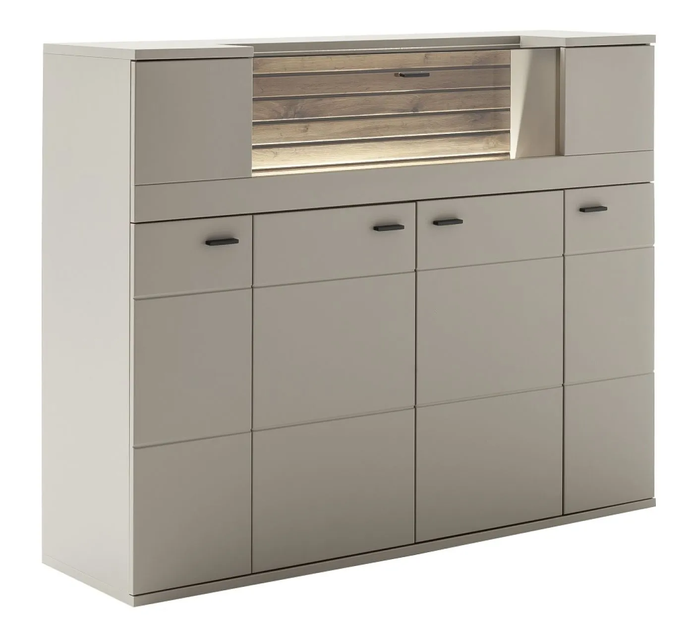 Highboard Lüttich | Basalt / Wotan Eiche | mit Bandbeleuchtung