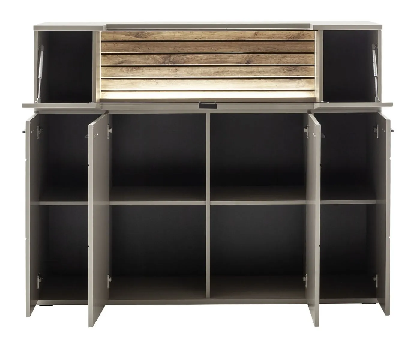 Highboard Lüttich | Basalt / Wotan Eiche | mit Bandbeleuchtung