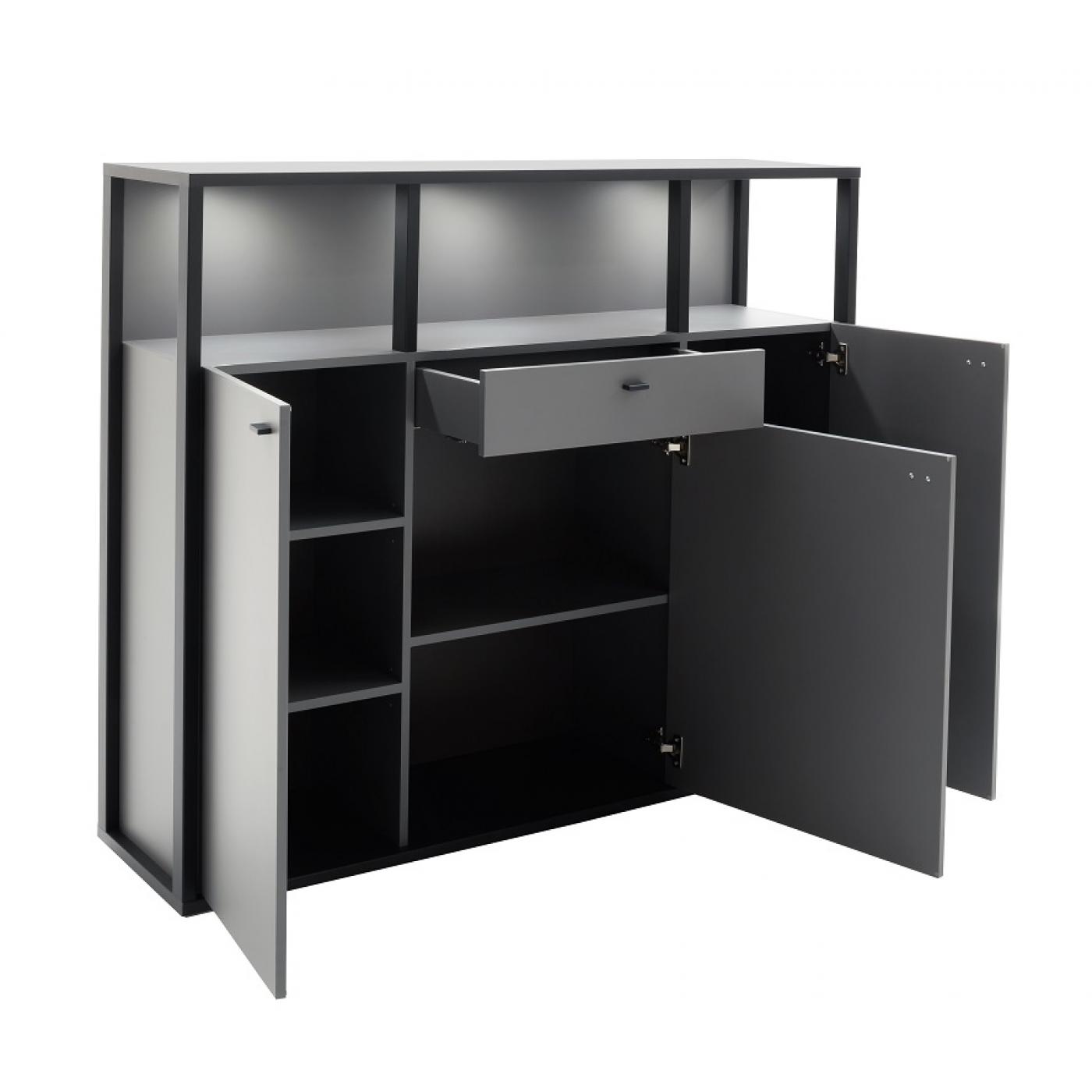 Highboard Luxor | Royal Grey / anthrazit | LED Beleuchtung