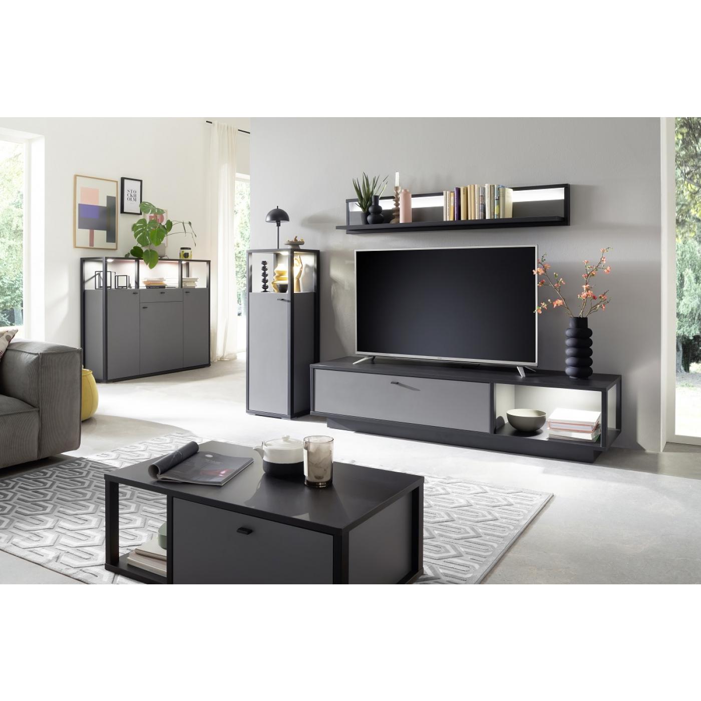 Highboard Luxor | Royal Grey / anthrazit | LED Beleuchtung