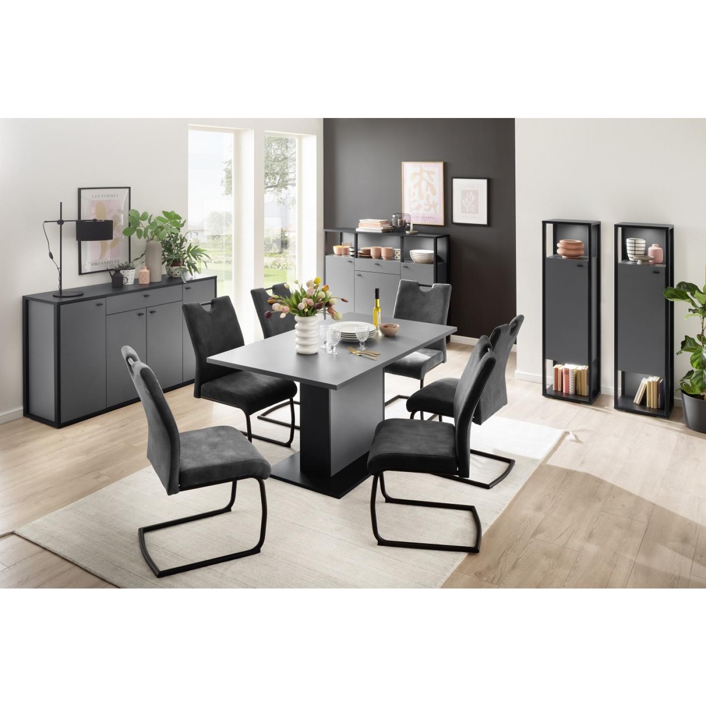 Highboard Luxor groß | Royal Grey / anthrazit | LED Beleuchtung