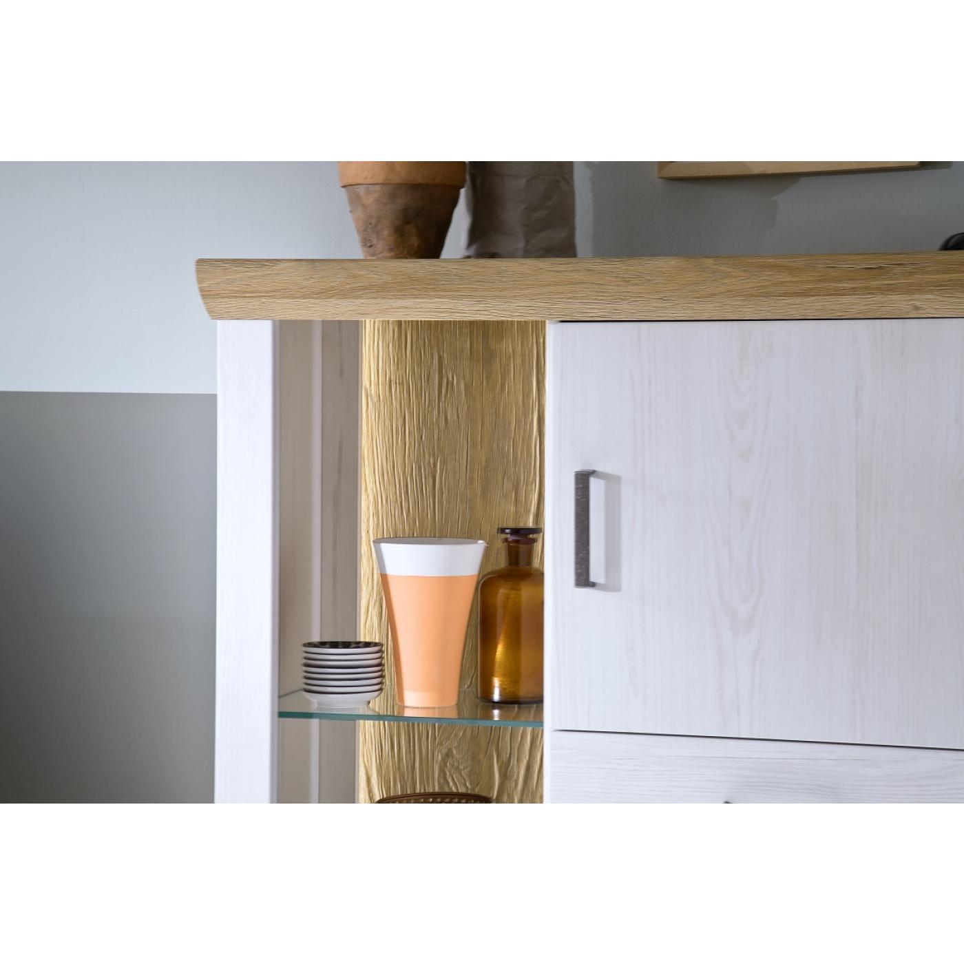 Highboard Madrid | Landhaus | Pinie Aurelio/ Grandson Oak | LED Beleuchtung