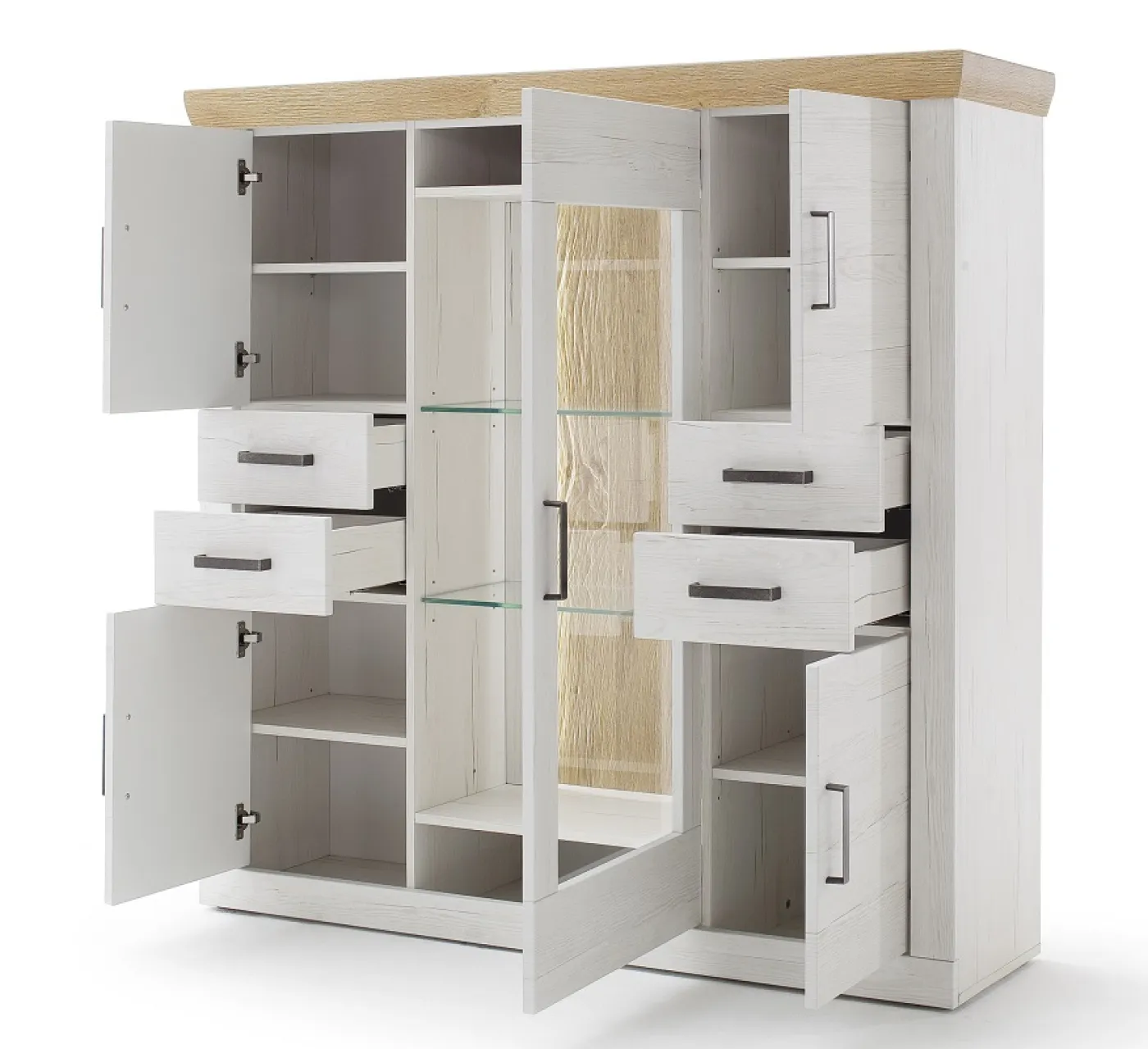 Highboard Madrid | Landhaus | Pinie Aurelio/ Grandson Oak | ohne Beleuchtung