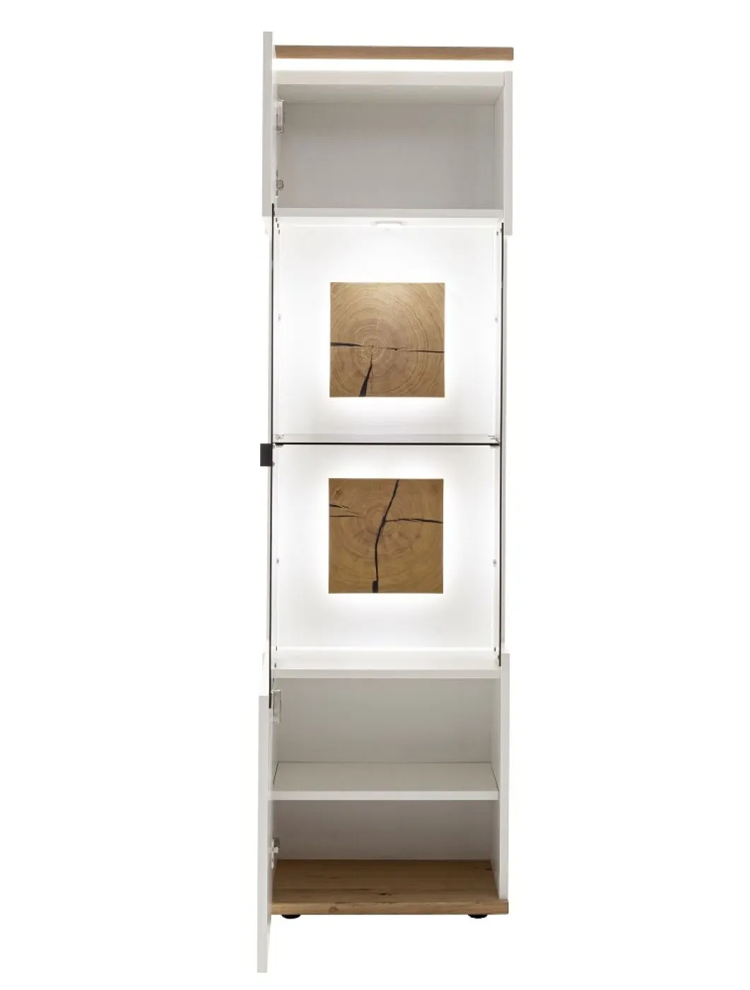 Highboard Matadi 2 | Soft white / Ast-Balkeneiche