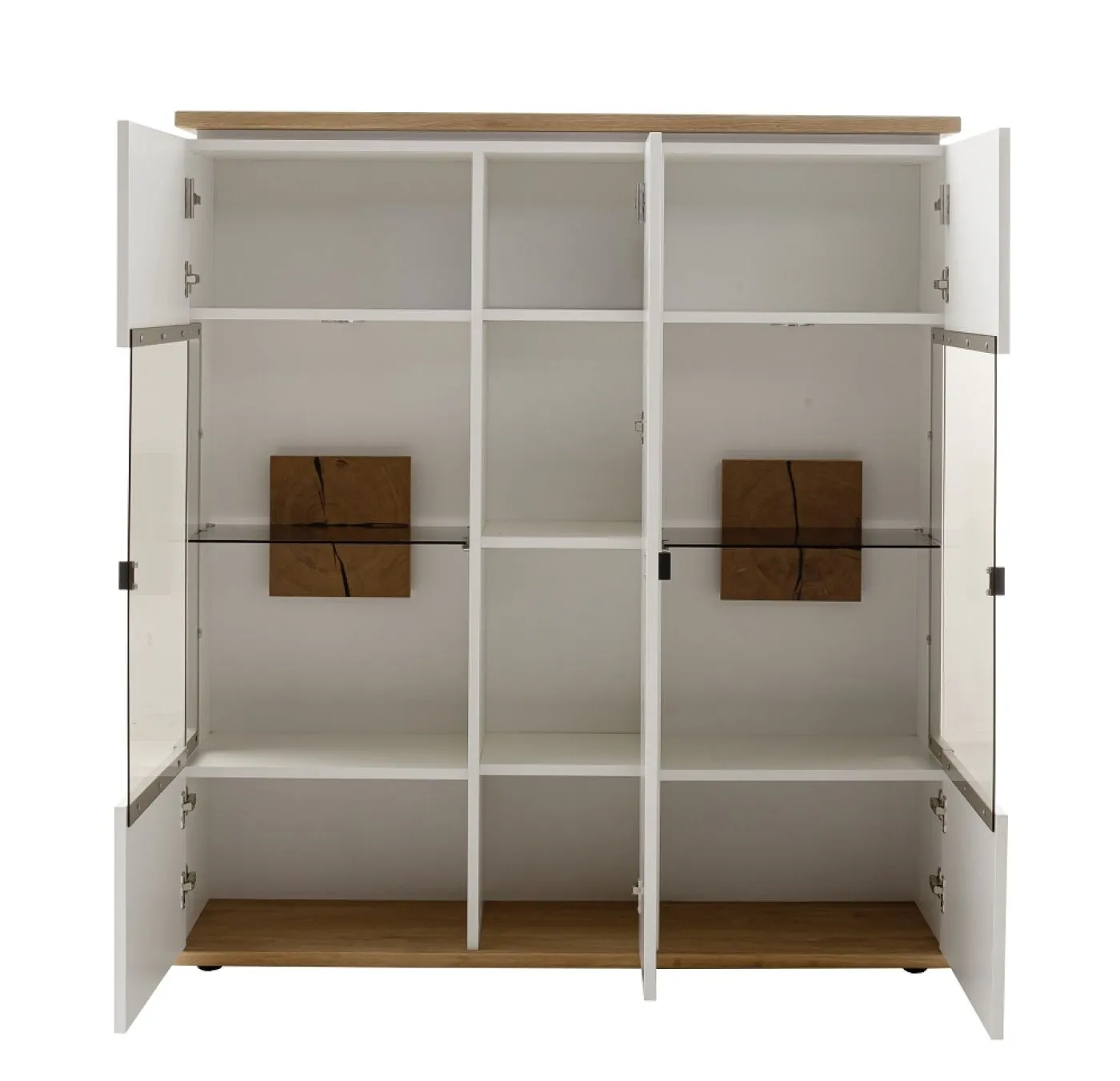 Highboard Matadi | Soft white / Ast-Balkeneiche