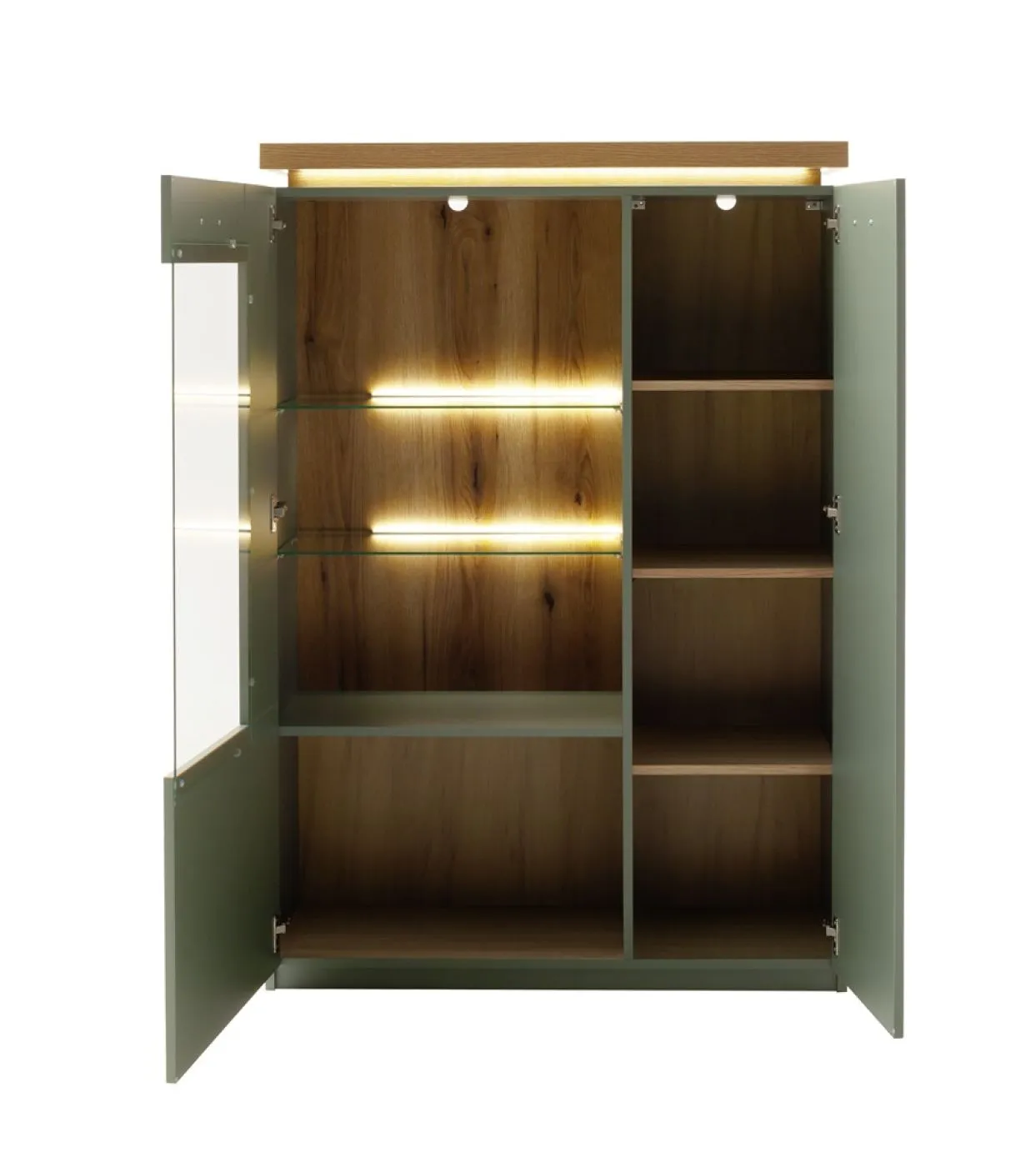 Highboard Moniz 1 | Salbei grün / Eiche Evoke | ohne Beleuchtung