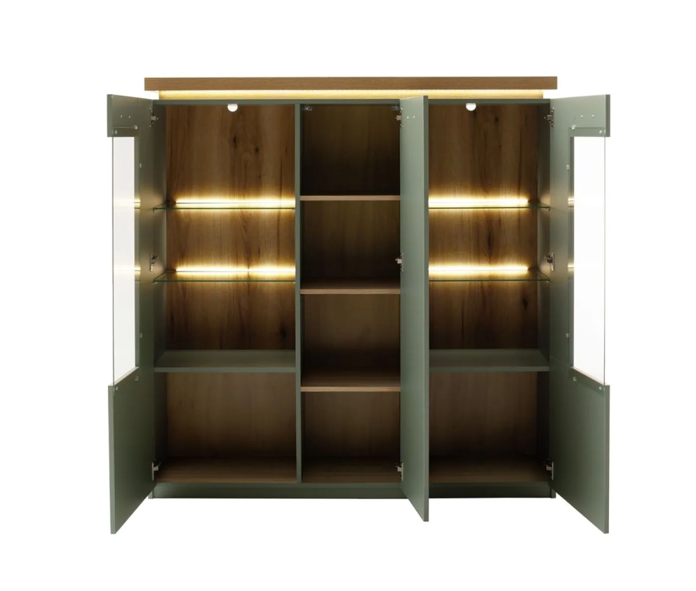 Highboard Moniz | Salbei grün / Eiche Evoke | ohne Beleuchtung