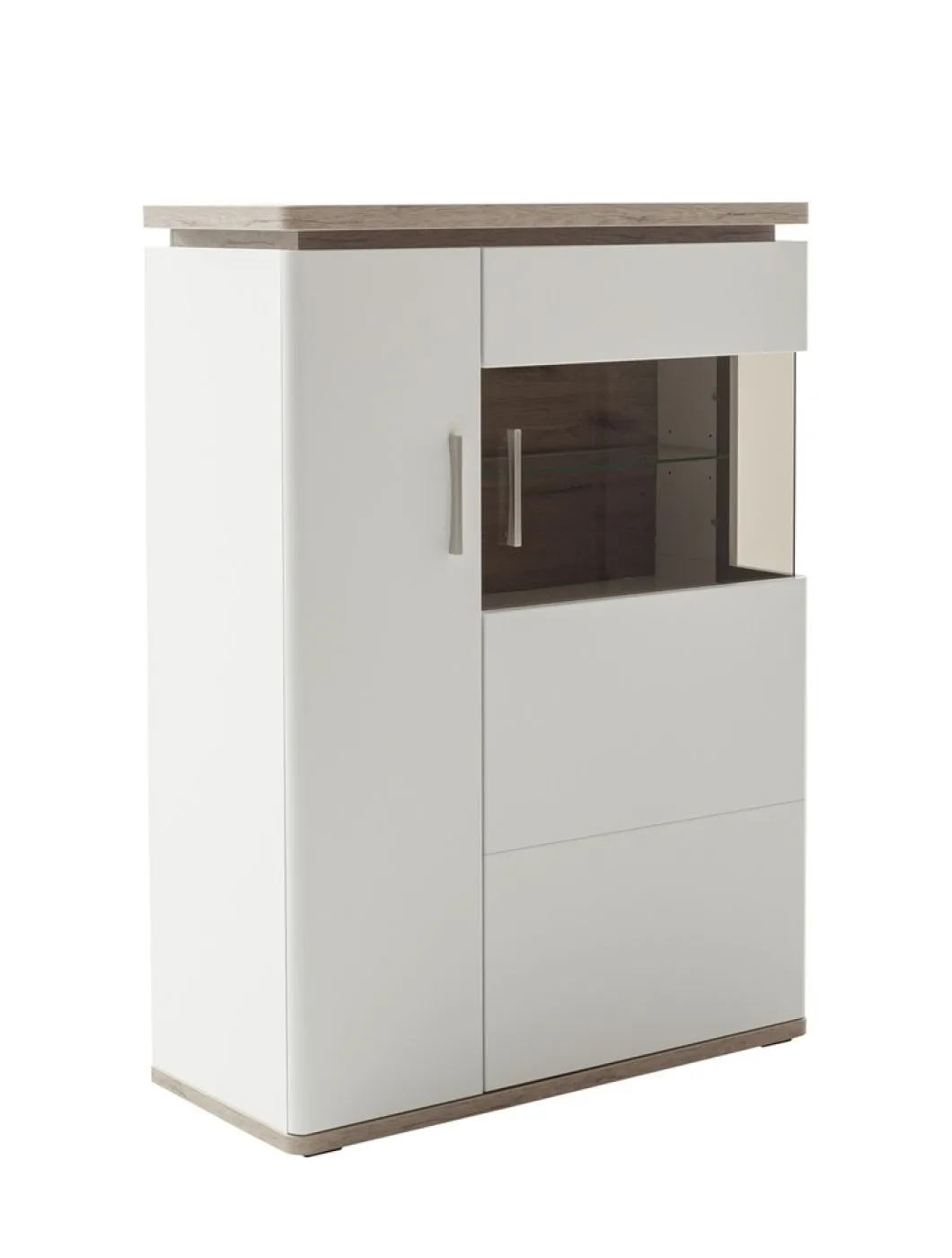 Highboard Palermo 1 | Soft white / Viking Oak | LED Beleuchtung