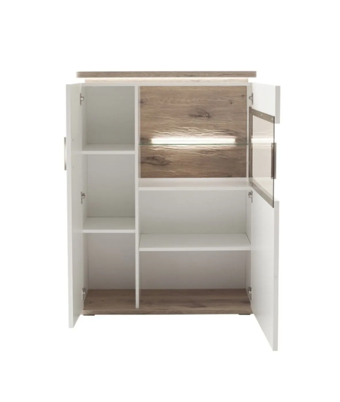 Highboard Palermo 1 | Soft white / Viking Oak | mit Beleuchtung