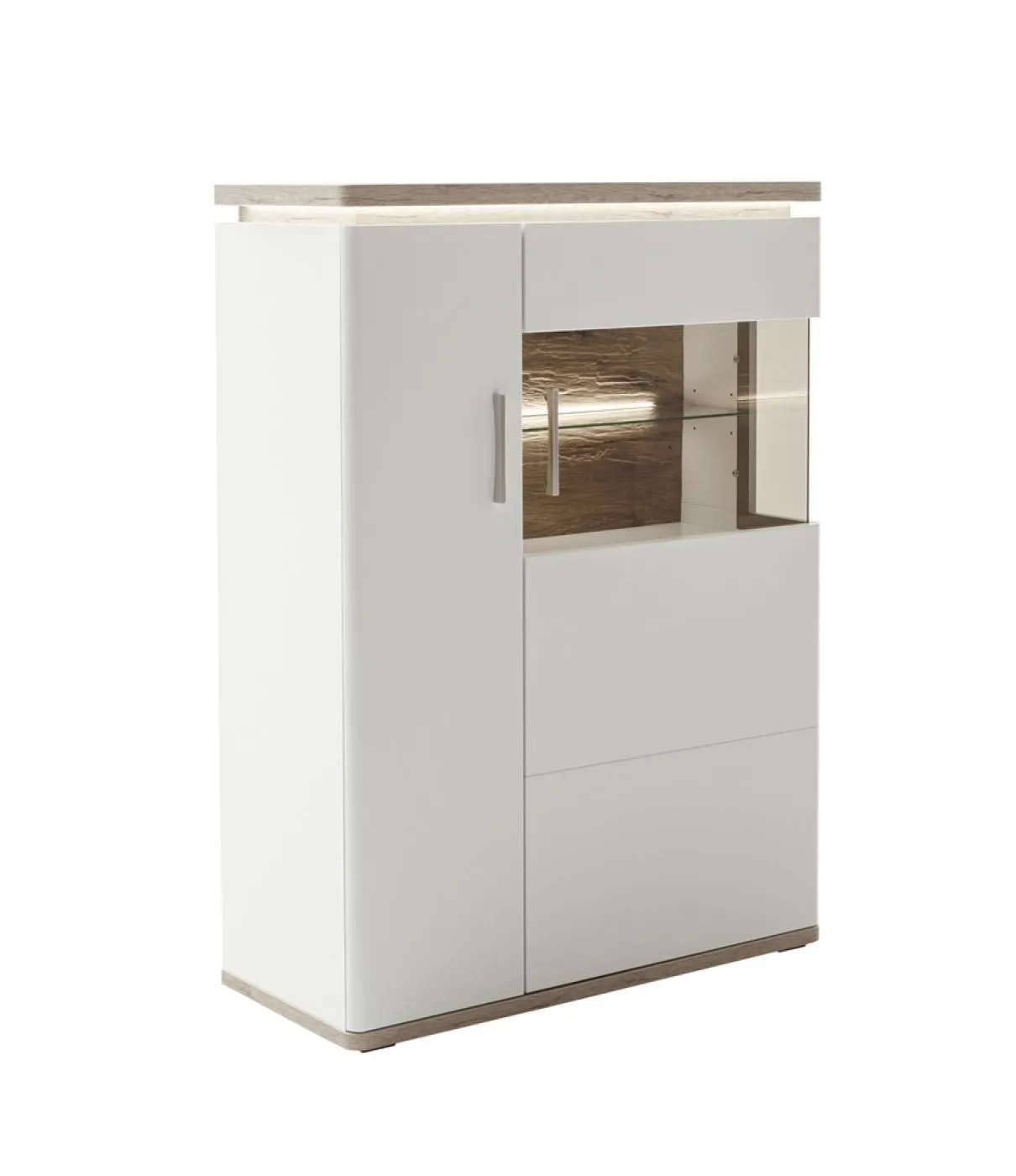 Highboard Palermo 1 | Soft white / Viking Oak | ohne Beleuchtung