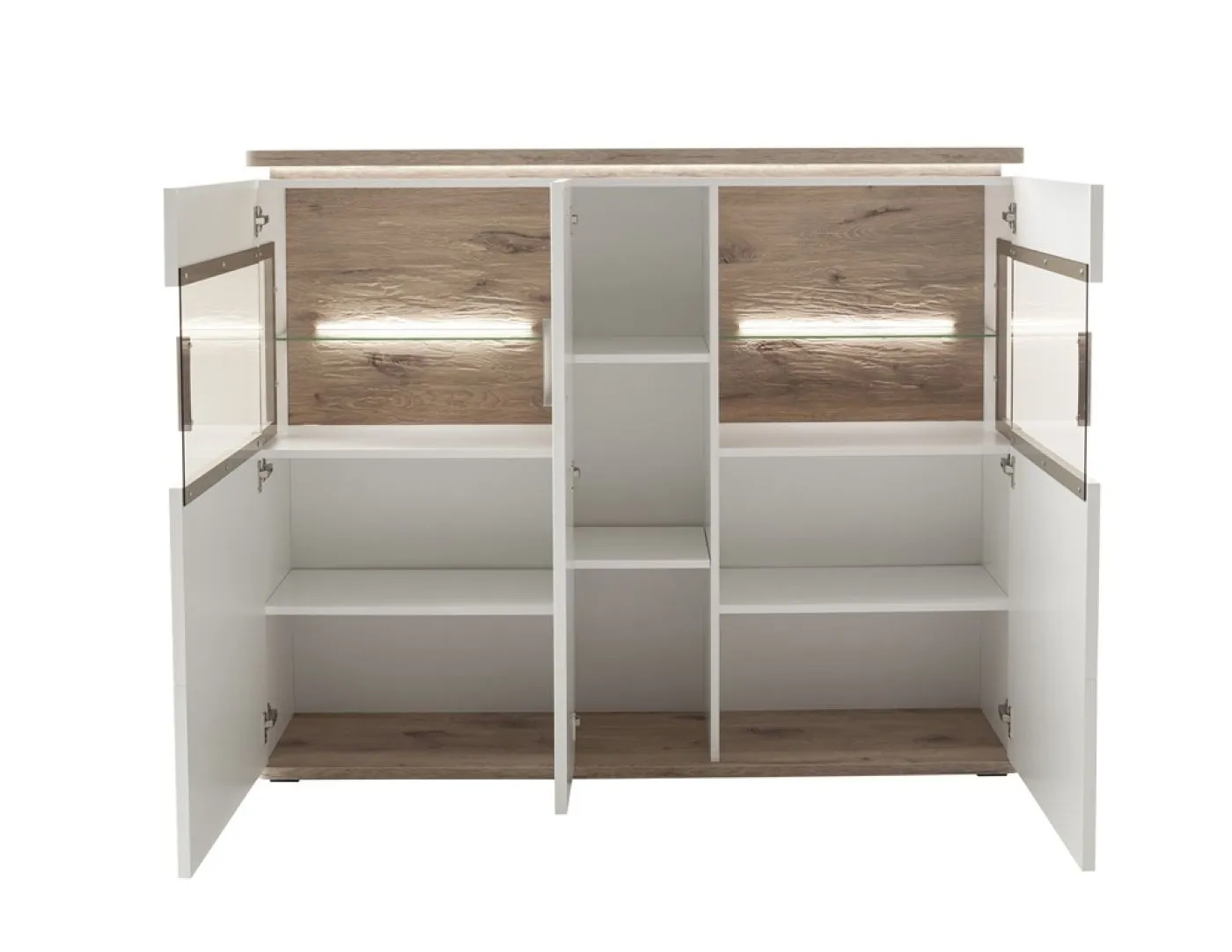 Highboard Palermo | Soft white / Viking Oak | LED Beleuchtung