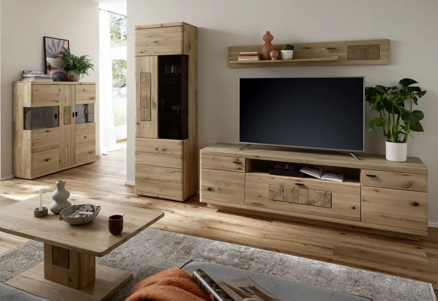 Highboard Palma | Asteiche / Balkeneiche | ohne Beleuchtung