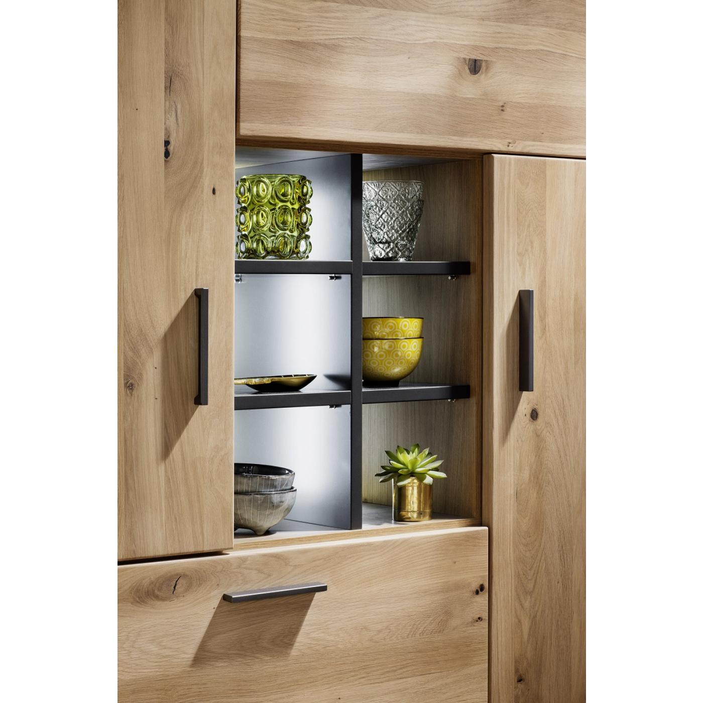 Highboard Portland | Asteiche Bianco massiv | LED Beleuchtung