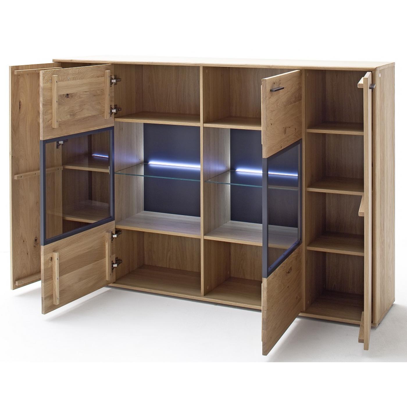Highboard Portland 2 | Asteiche Bianco | LED Beleuchtung