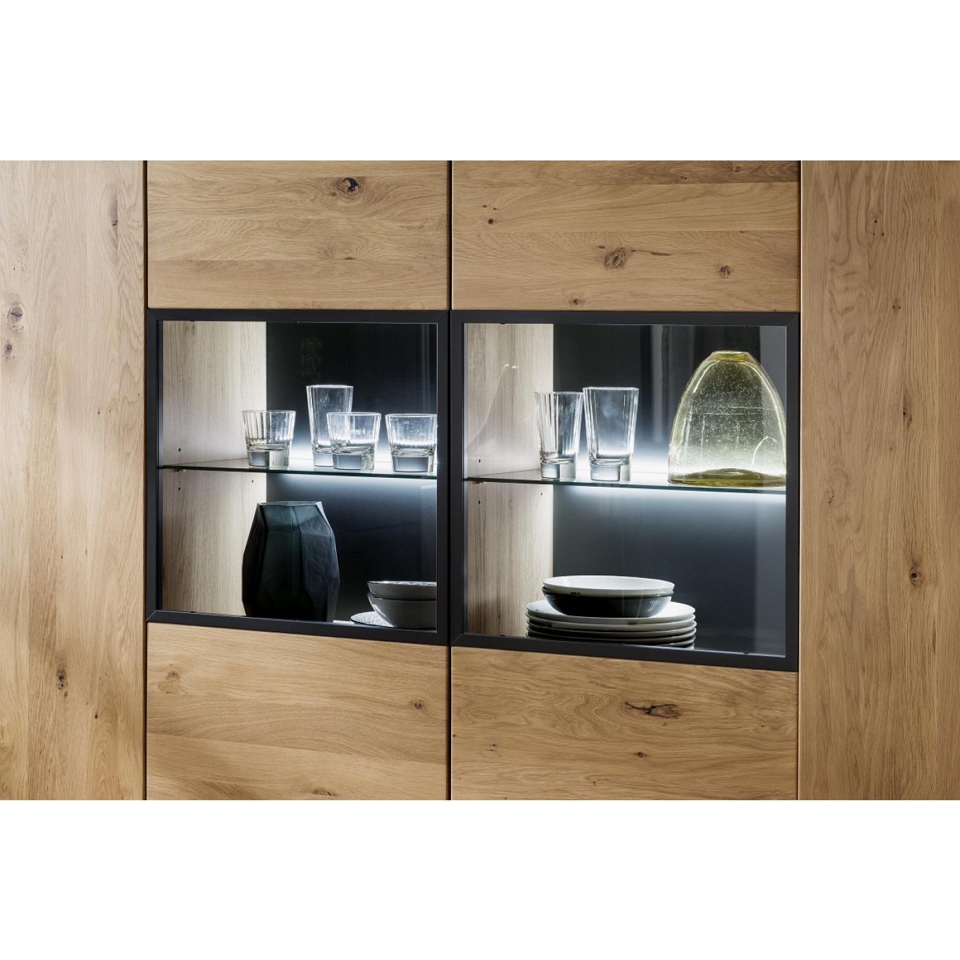 Highboard Portland 2 | Asteiche Bianco | LED Beleuchtung