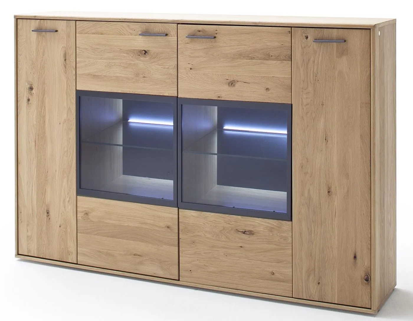 Highboard Portland 2 | Asteiche Bianco | mit 2er Set LED Band 45 cm