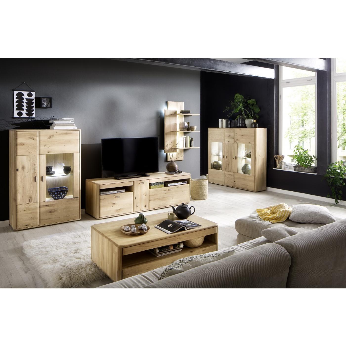 Highboard Ravello 2 | Balkeneiche Bianco | LED Beleuchtung