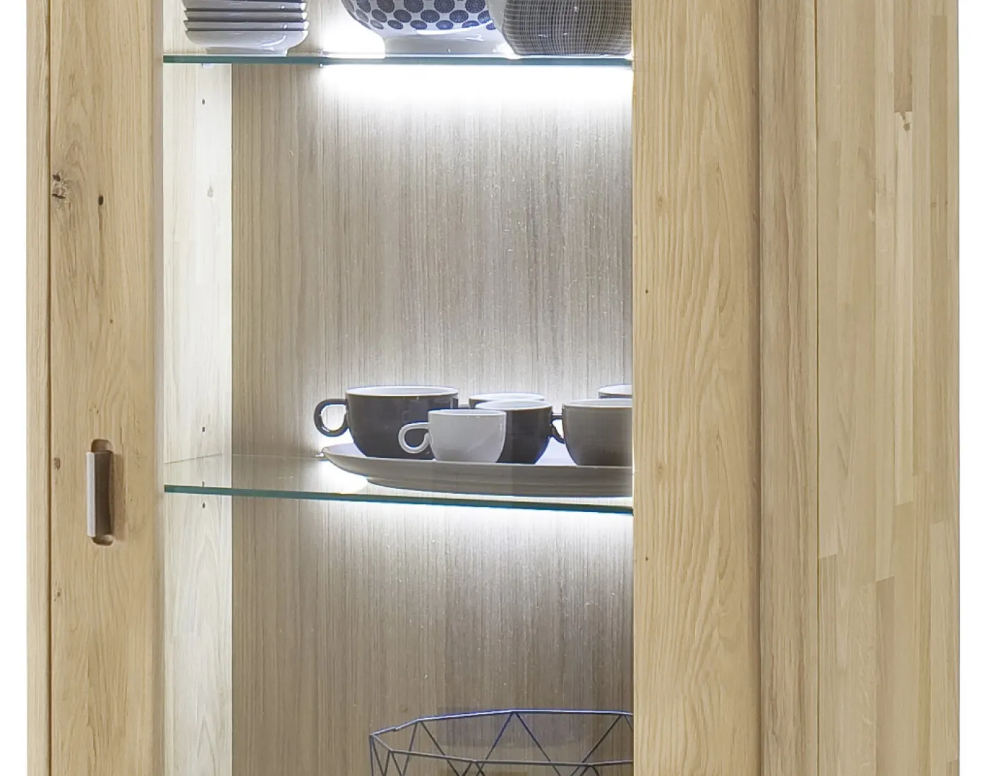 Highboard Ravello links | Balkeneiche Bianco | ohne Beleuchtung