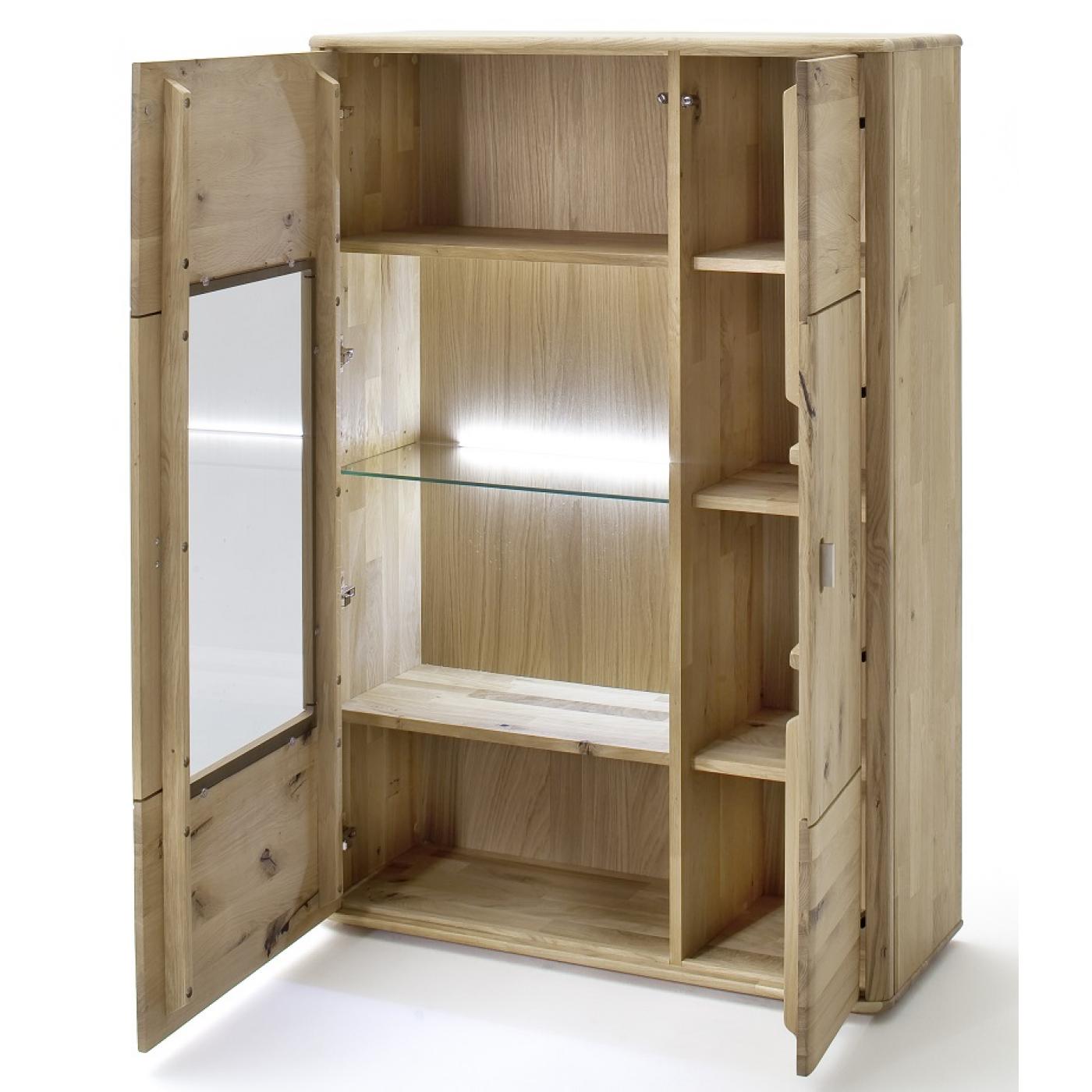 Highboard Ravello rechts | Balkeneiche Bianco | LED Beleuchtung