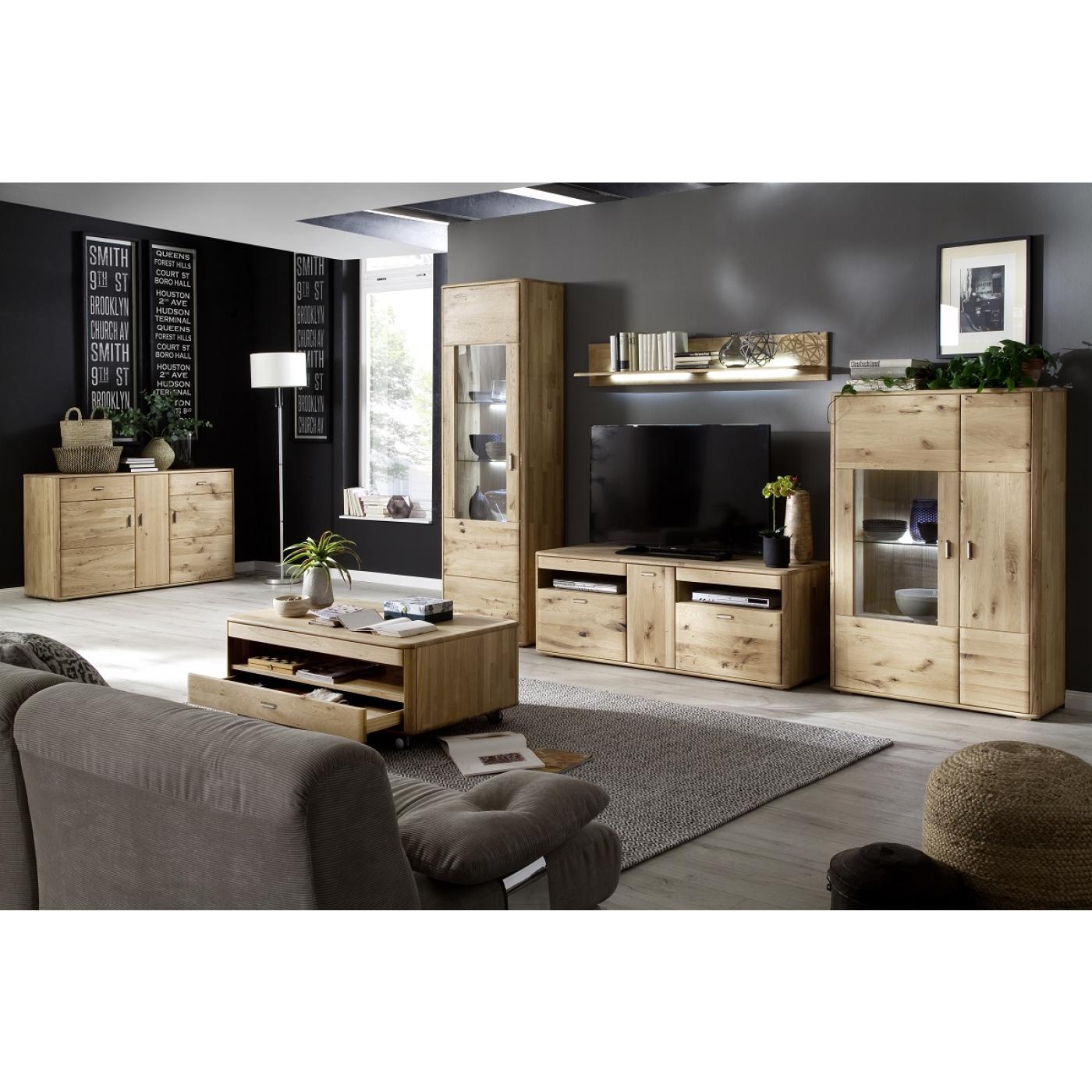 Highboard Ravello rechts | Balkeneiche Bianco | LED Beleuchtung