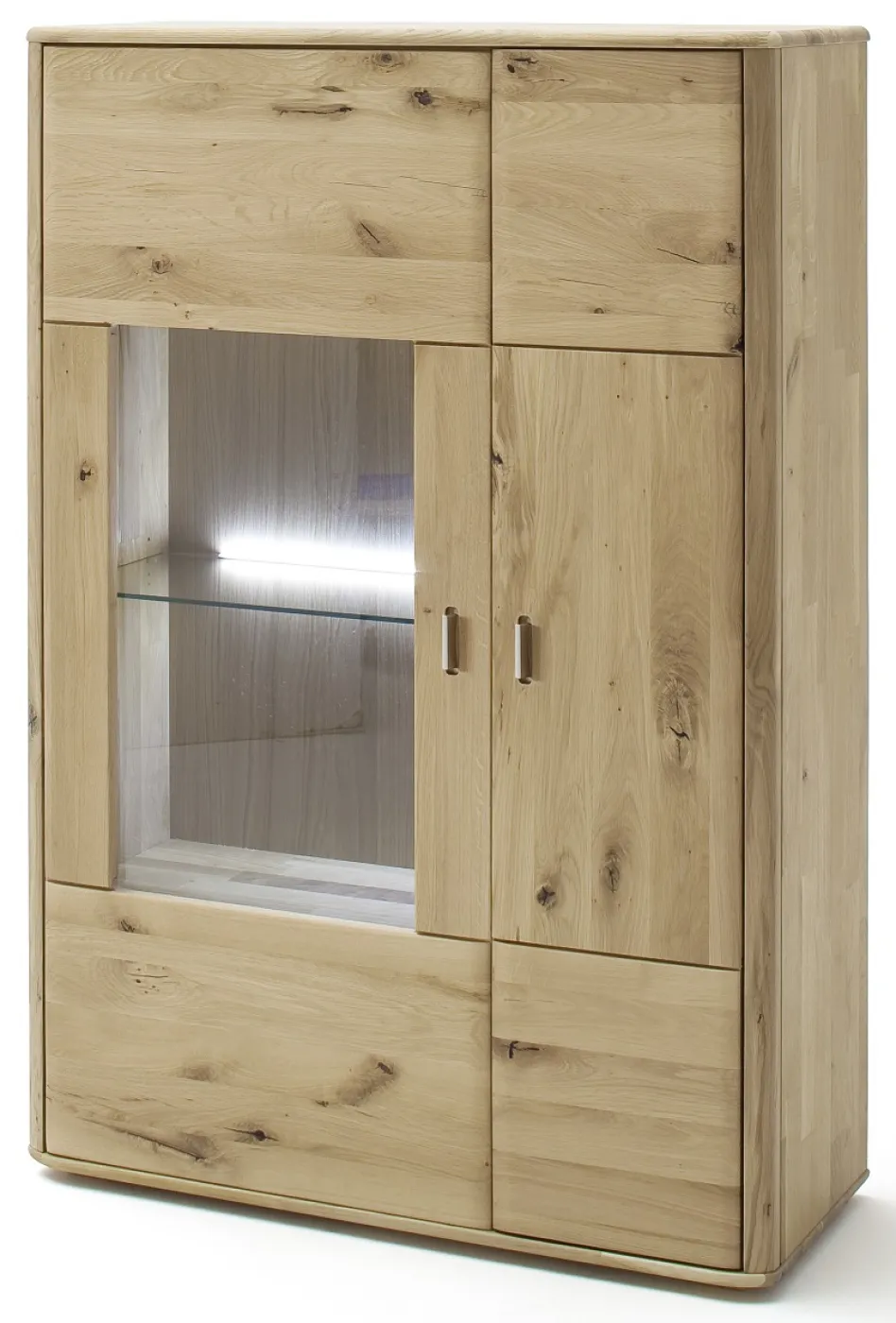 Highboard Ravello rechts | Balkeneiche Bianco | mit 1er Set LED Rückwandbeleuchtung