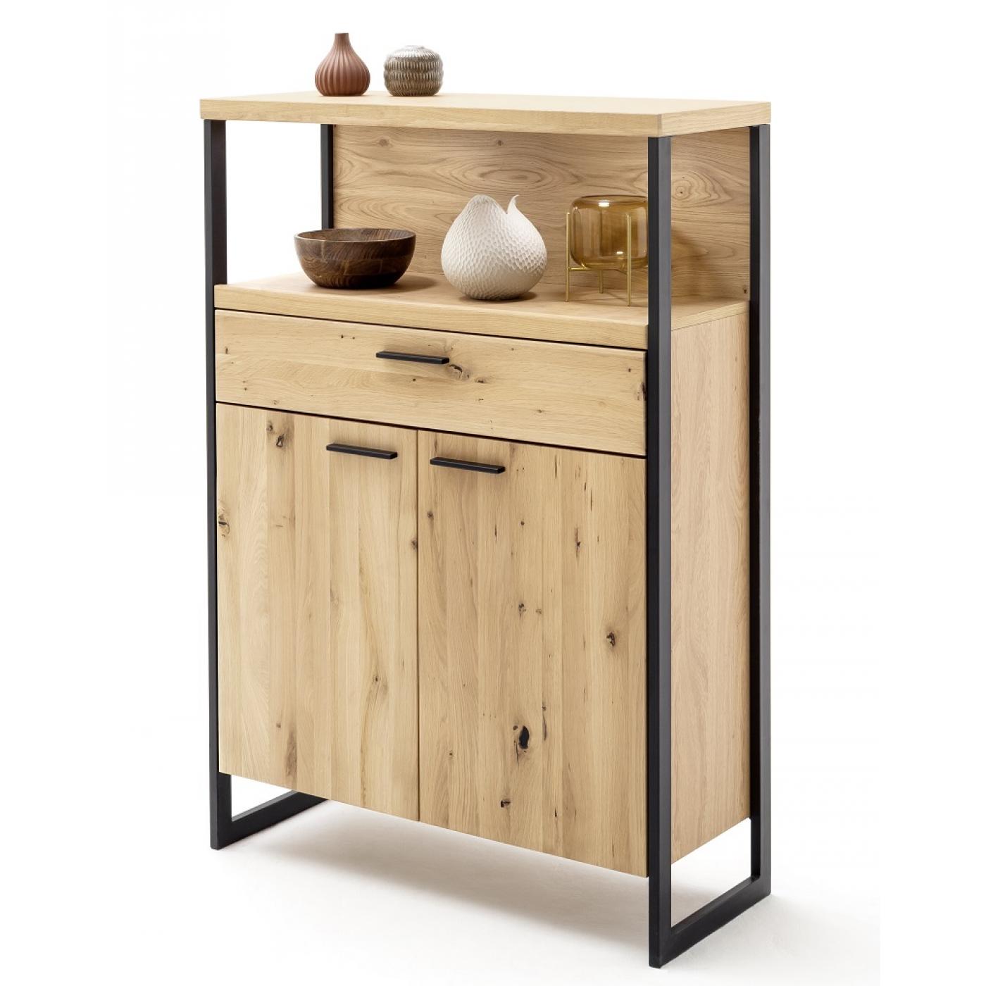 Highboard Salerno | Balkeneiche / Eiche Bianco | LED Beleuchtung