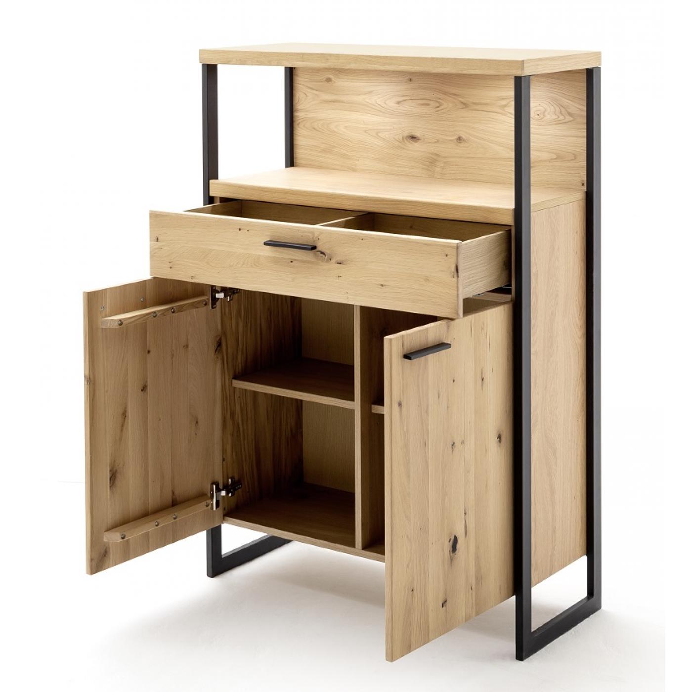 Highboard Salerno | Balkeneiche / Eiche Bianco | LED Beleuchtung