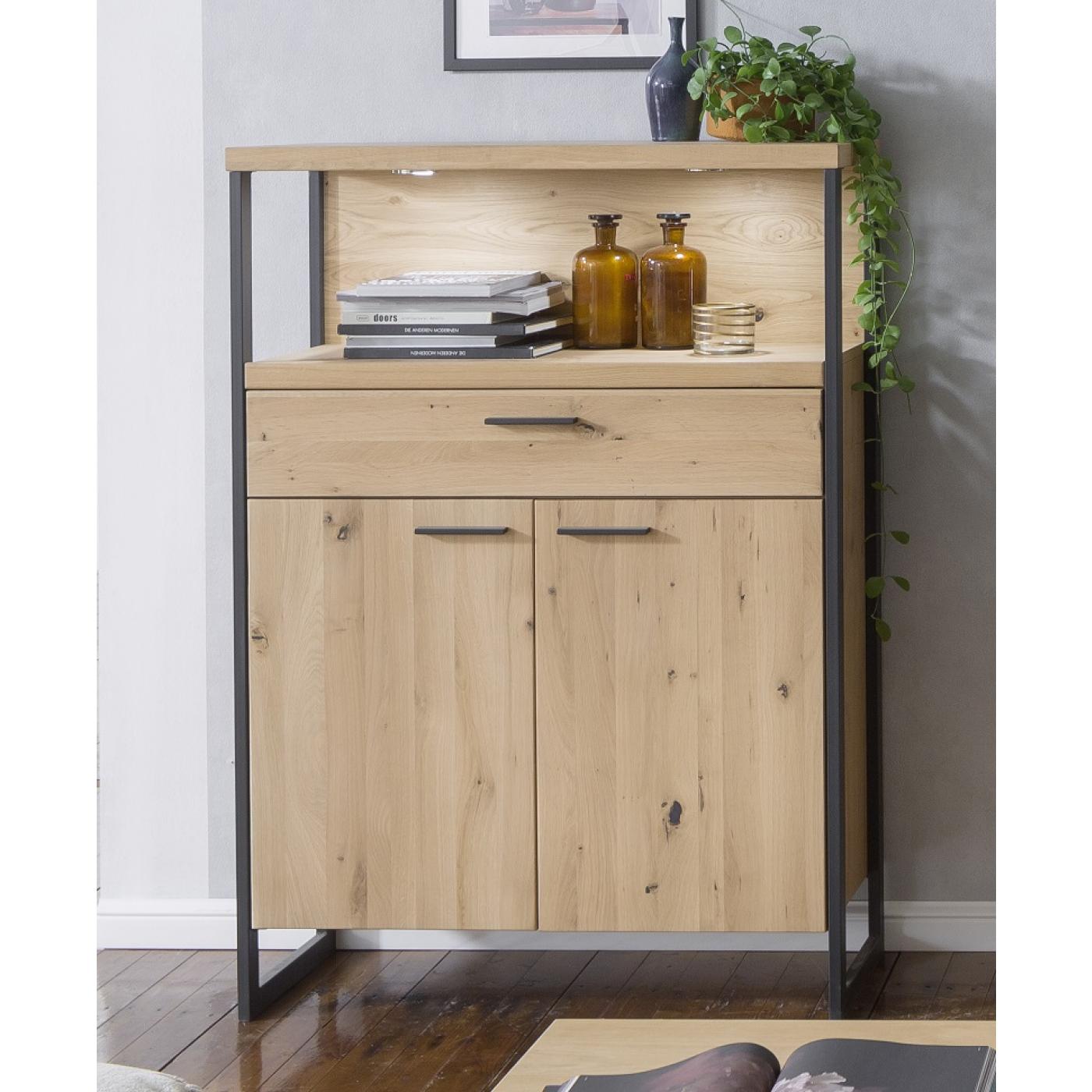 Highboard Salerno | Balkeneiche / Eiche Bianco | LED Beleuchtung