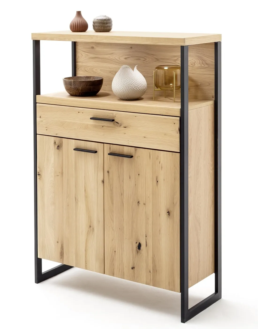 Highboard Salerno | Balkeneiche / Eiche Bianco | ohne Beleuchtung