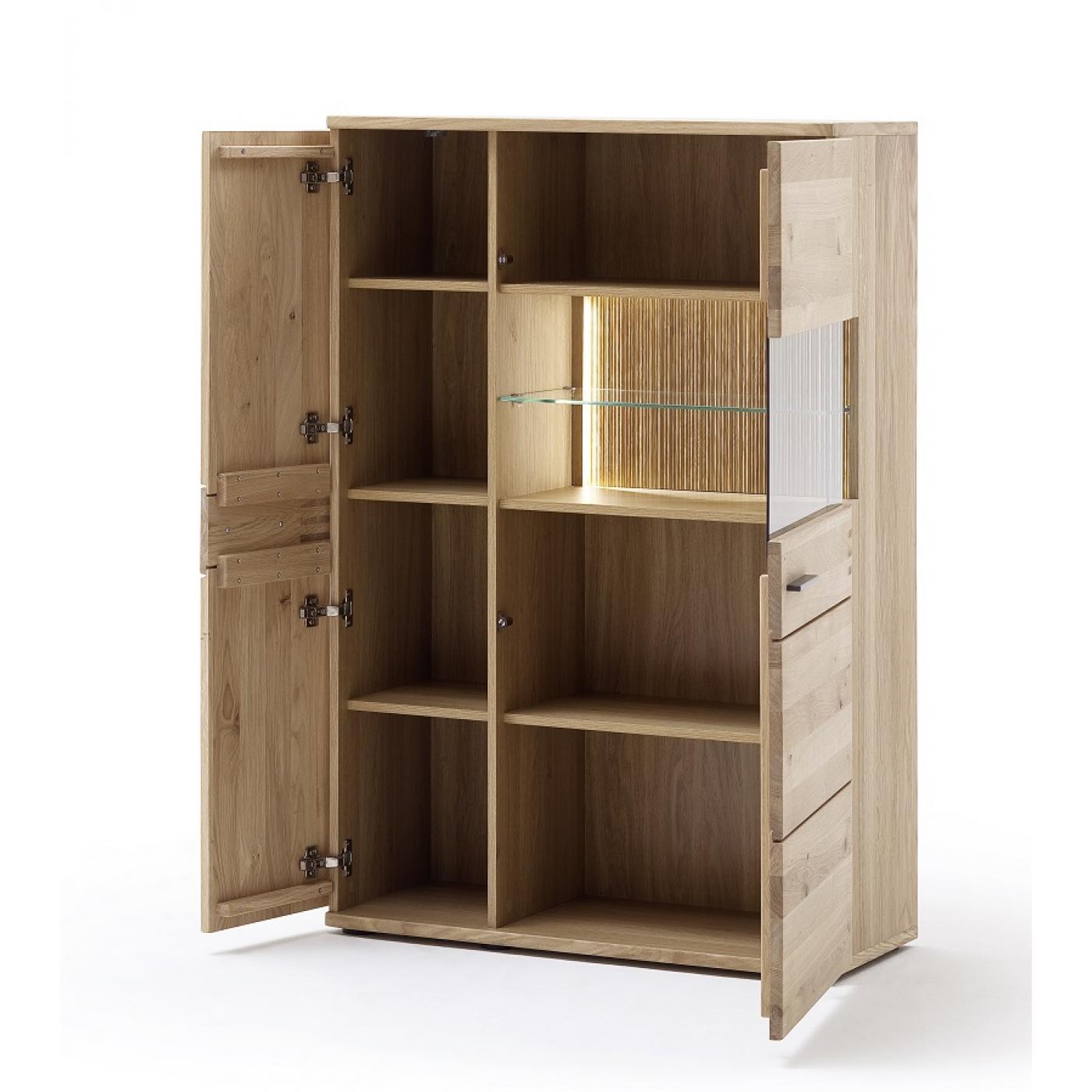 Highboard Salvador klein | Balkeneiche Bianco | LED Beleuchtung