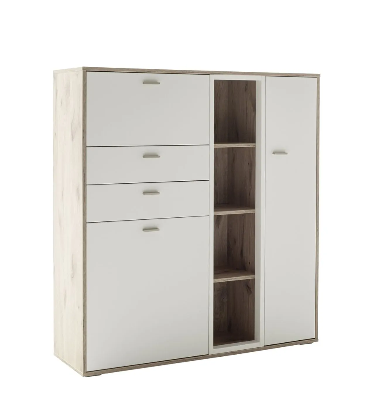 Highboard Santerno | Soft white / Viking Oak | ohne Beleuchtung