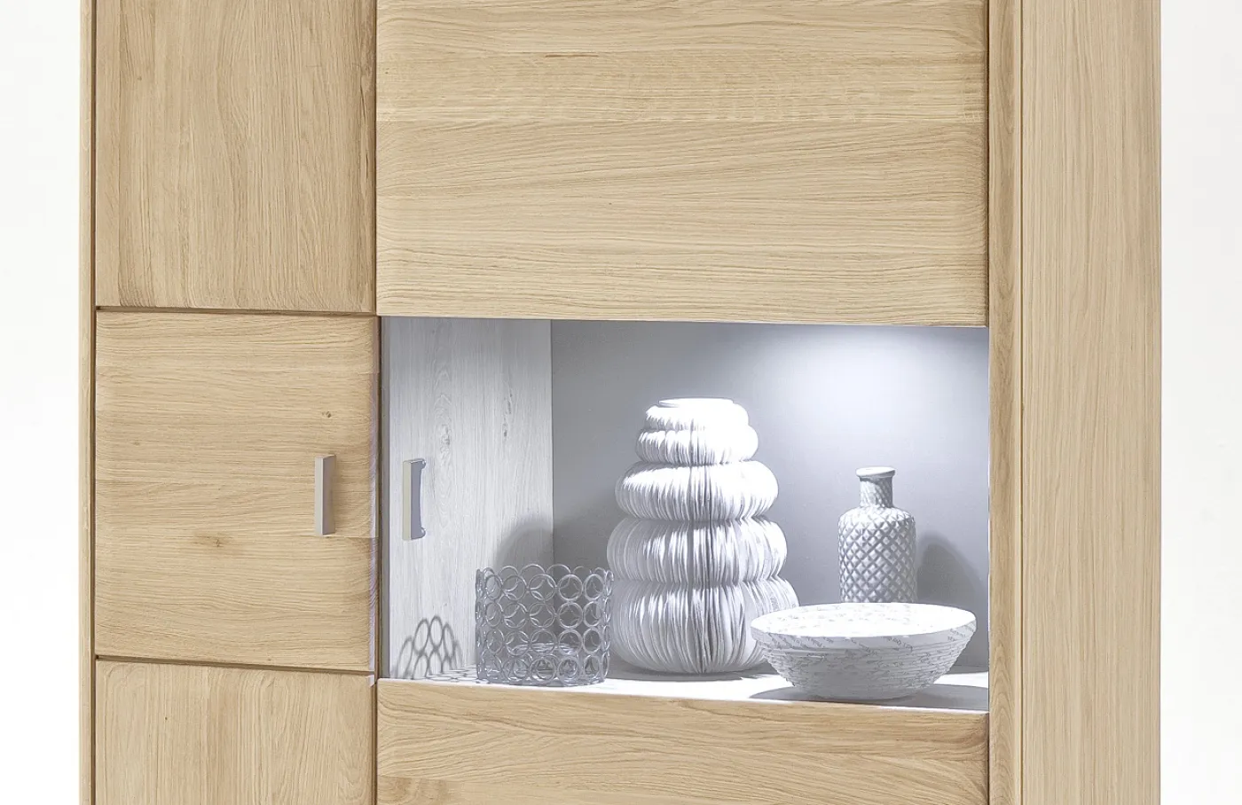 Highboard Tarragona (L) | Eiche Bianco | mit 1er Set LED Unterbauspot