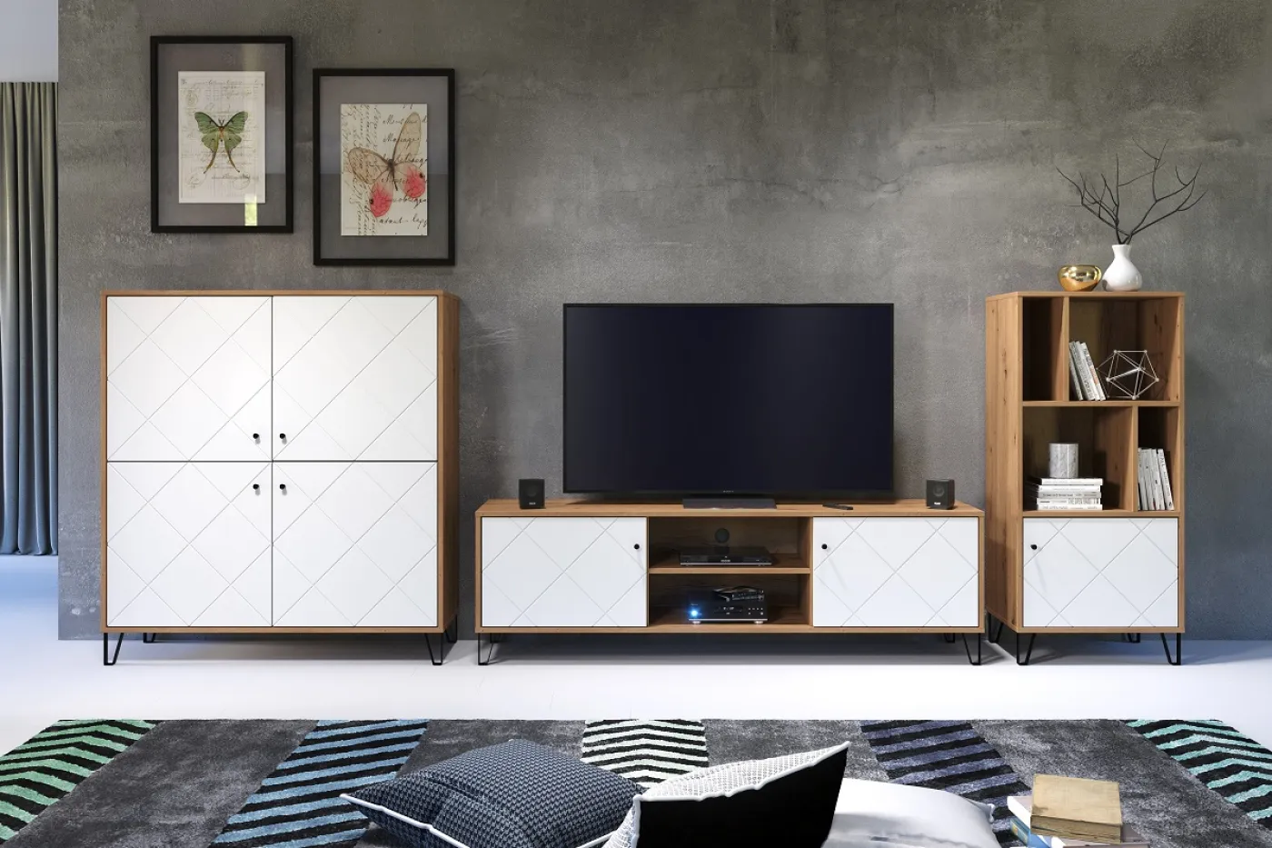 Highboard Touch | Artisan Eiche / weiß