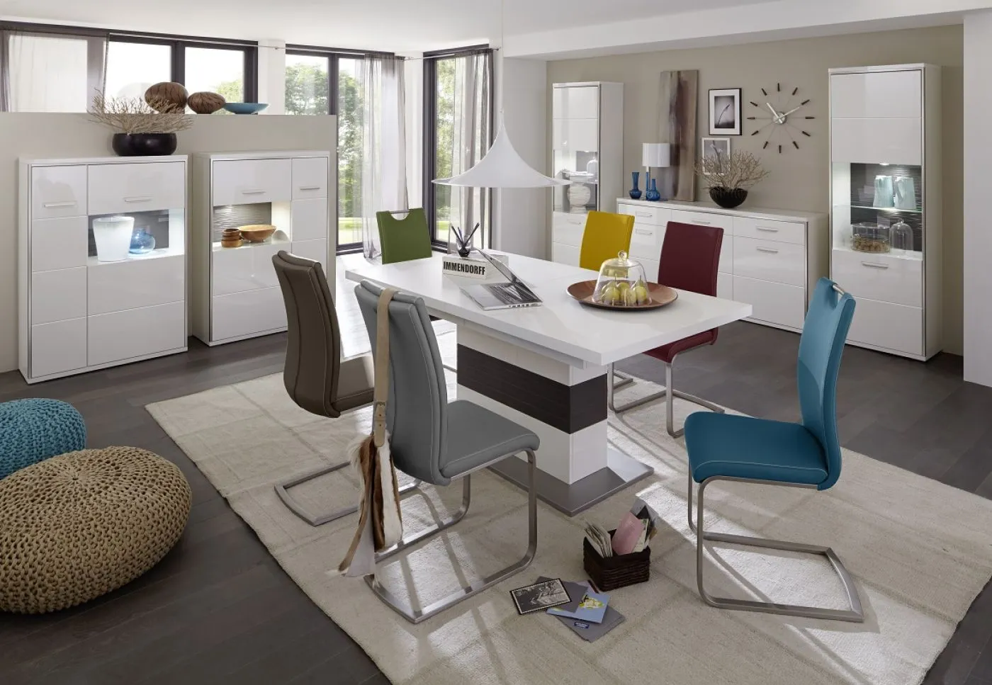 Highboard Trento 2 | weiß Hochglanz | LED Beleuchtung