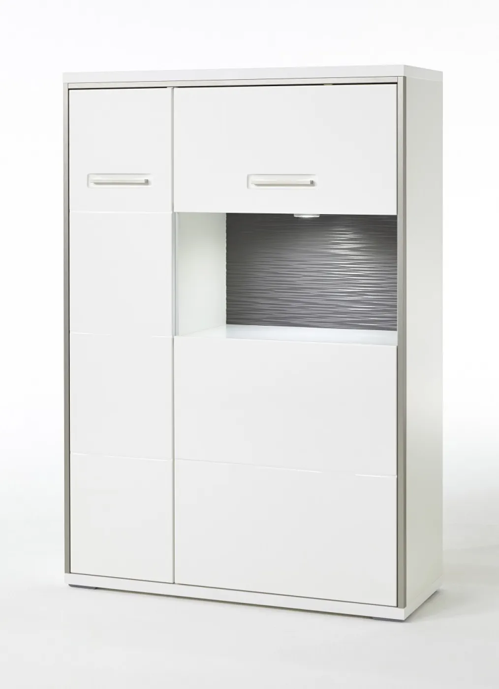 Highboard Trento 2 | weiß Hochglanz | mit 1er Set LED Unterbauspot weiß