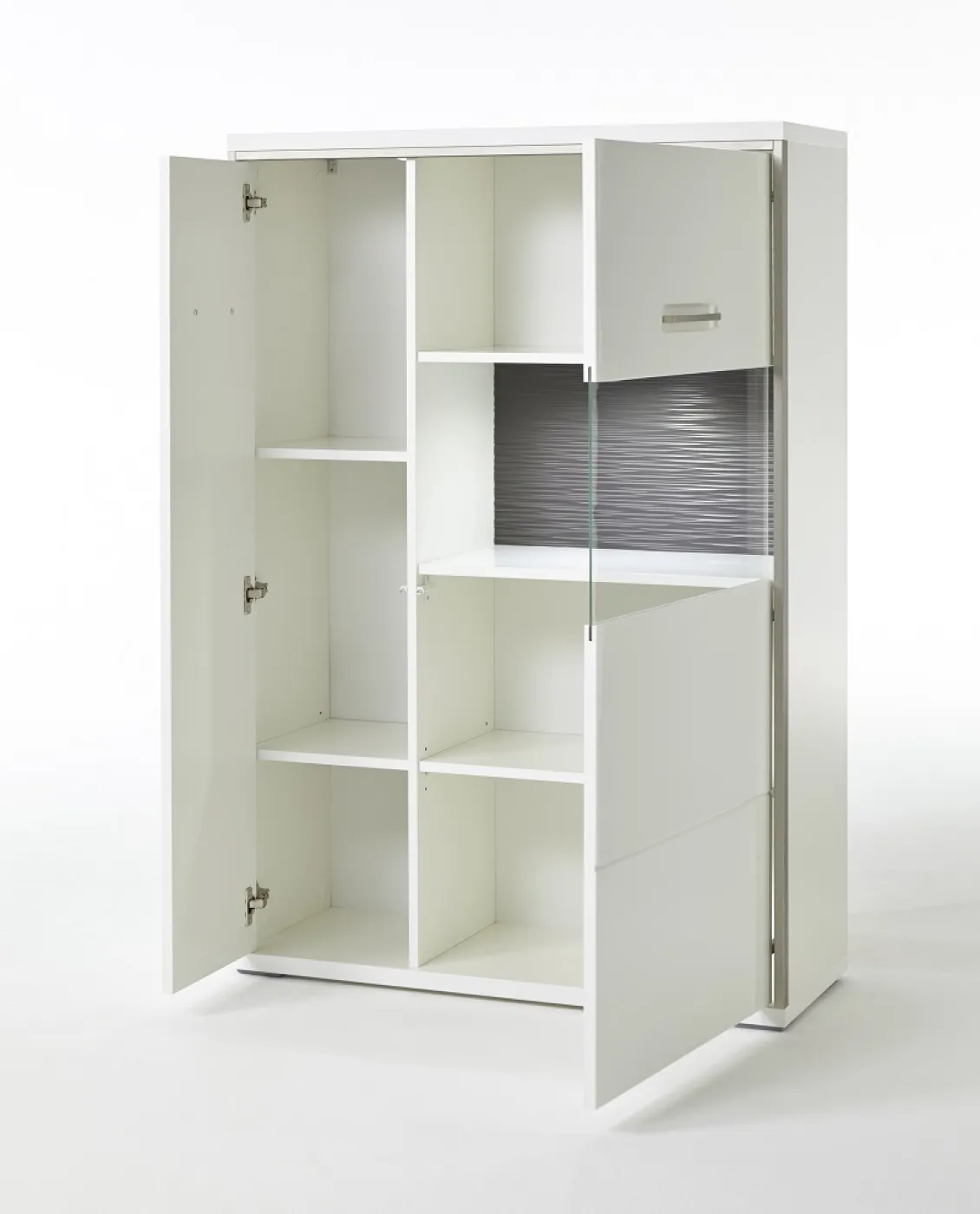 Highboard Trento 2 | weiß Hochglanz | mit 1er Set LED Unterbauspot weiß