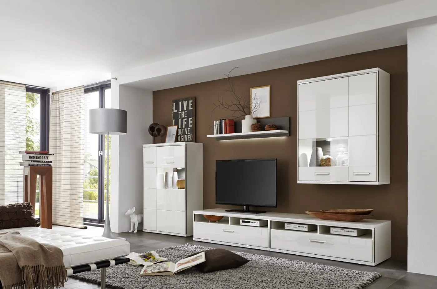 Highboard Trento 2 | weiß Hochglanz | ohne Beleuchtung