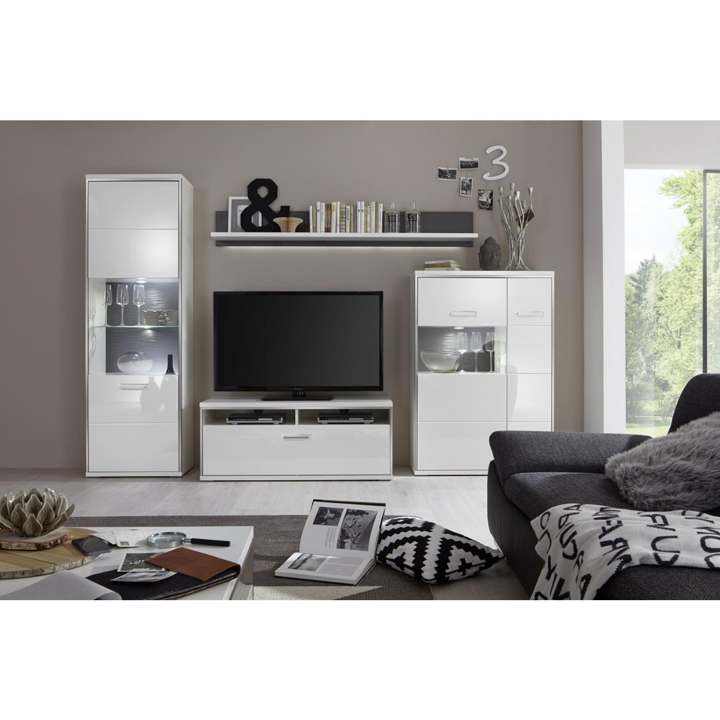 Highboard Trento 3 | weiß Hochglanz | LED Beleuchtung