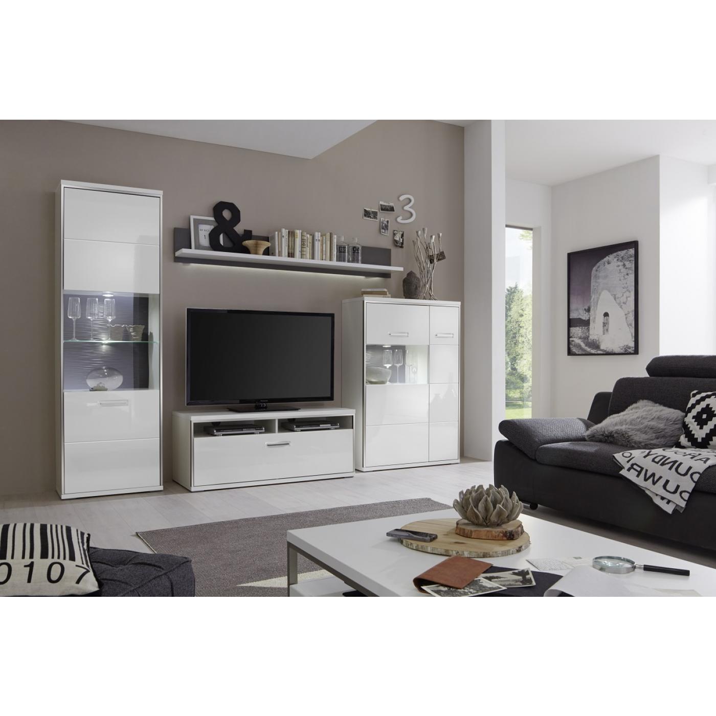 Highboard Trento 3 | weiß Hochglanz | LED Beleuchtung