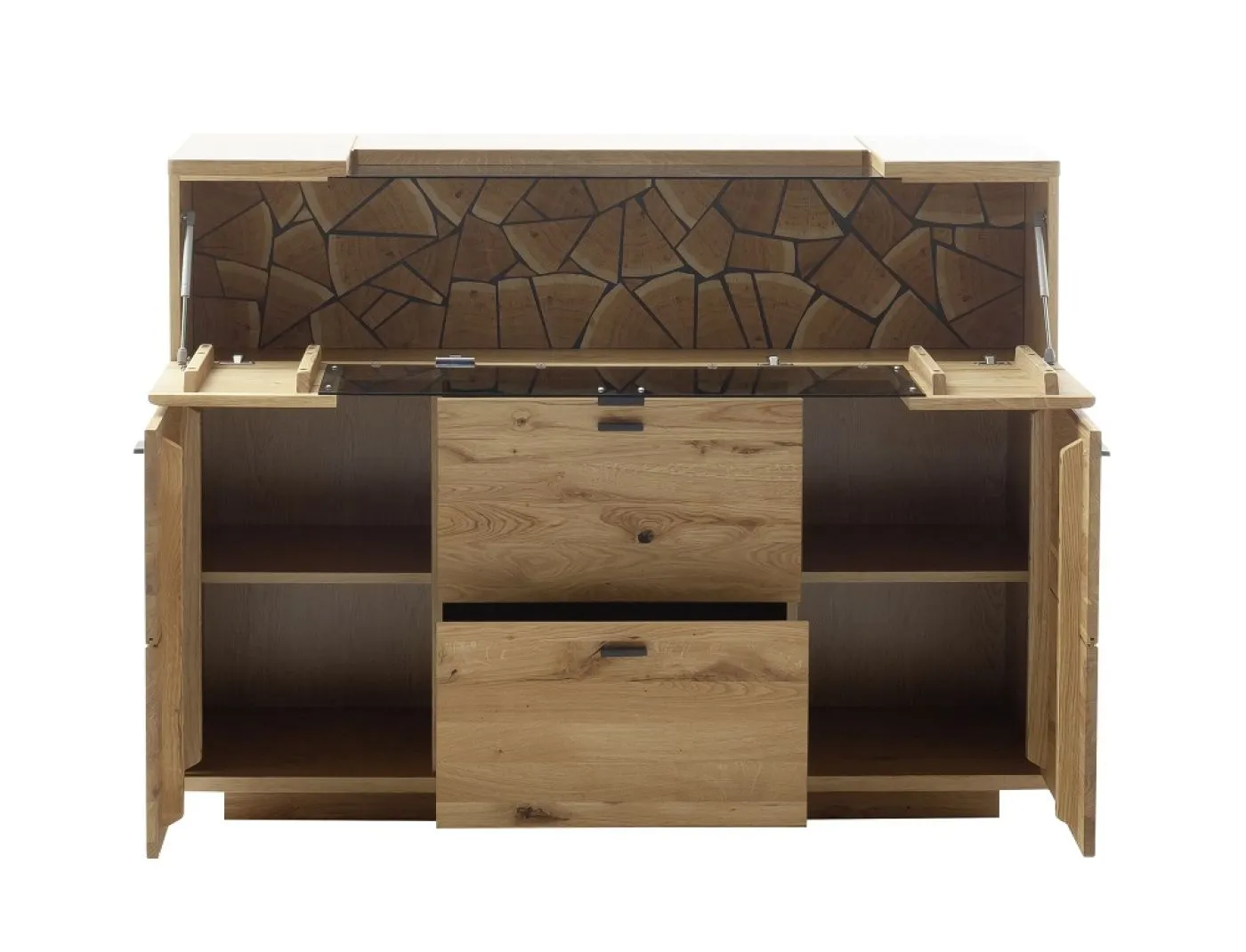 Highboard Venedig | Naturfarben / Wildeiche | ohne Beleuchtung