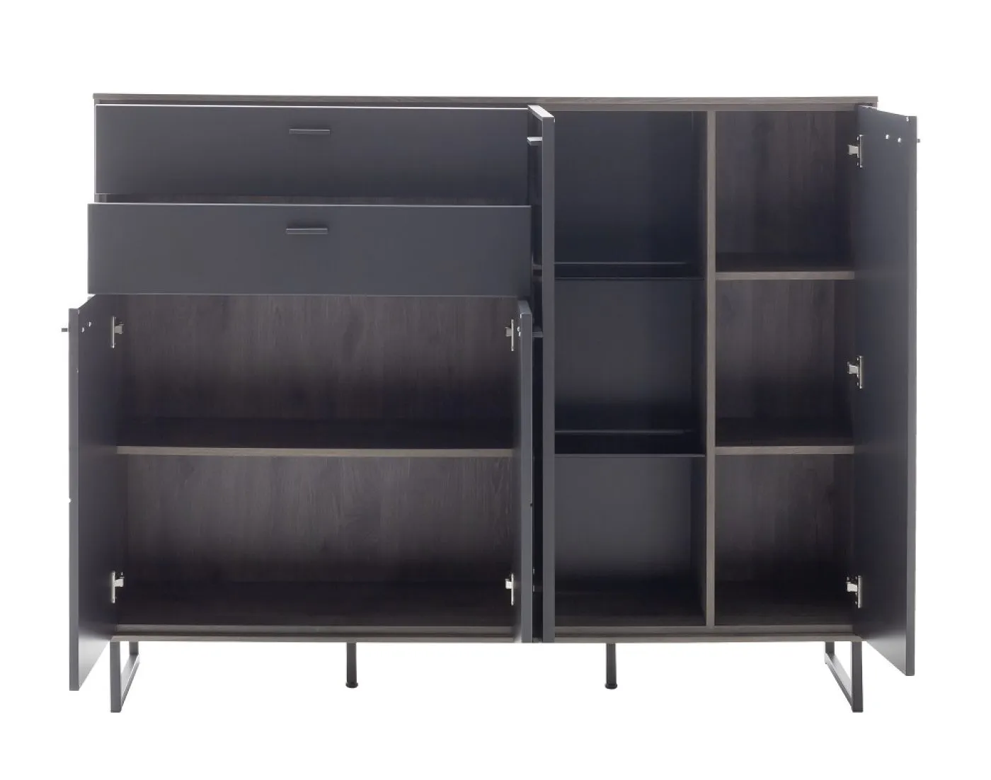 Highboard Venezia | Softblack / Vulcano Eiche | optional LED Beleuchtung