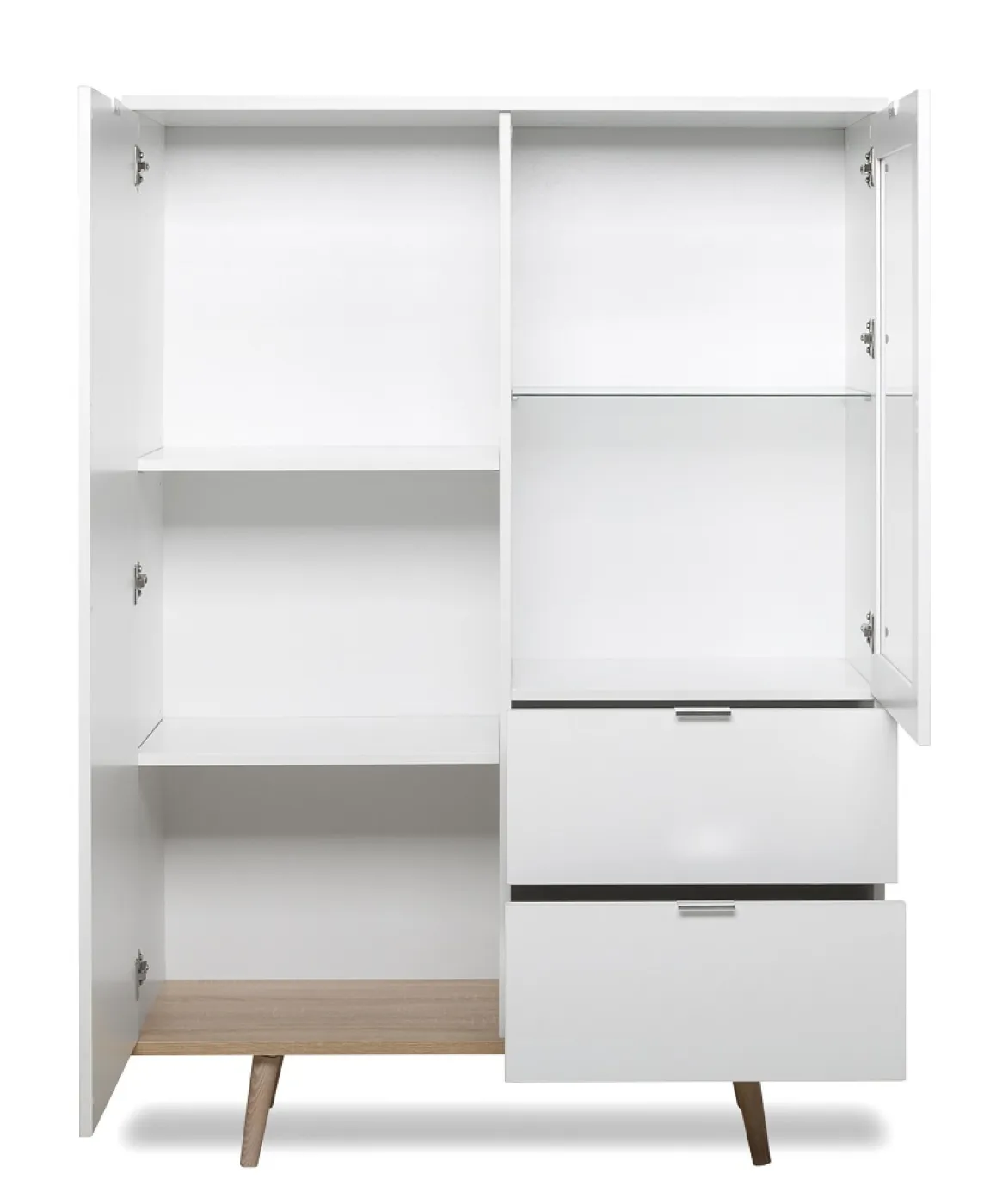 Highboard Vitrine Oslo | Skandinavisch | weiß / Sonoma Eiche