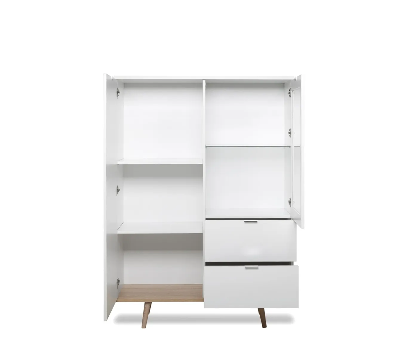 Highboard Vitrine Oslo | Skandinavisch | weiß / Sonoma Eiche