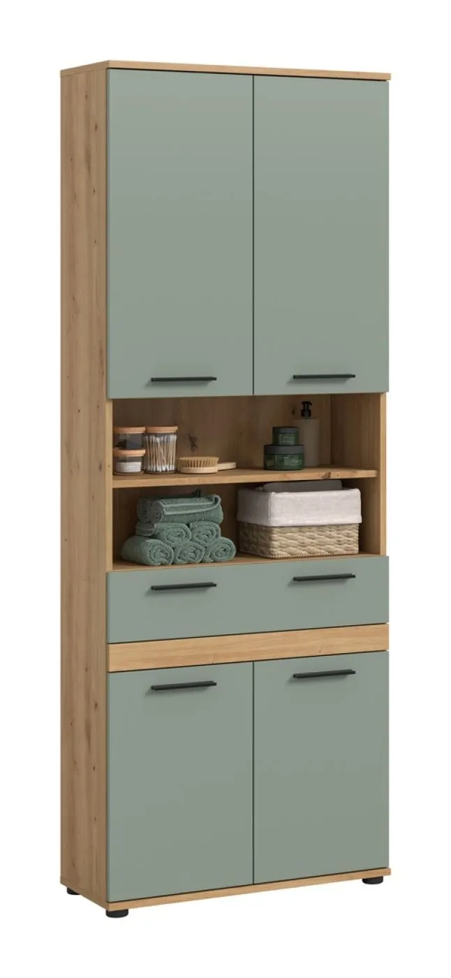 Hochschrank Badschrank Blake | Salbei / Artisan Eiche