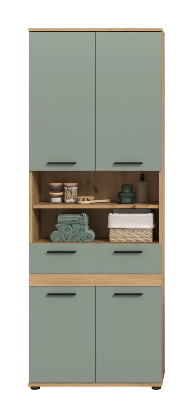 Hochschrank Badschrank Blake | Salbei / Artisan Eiche