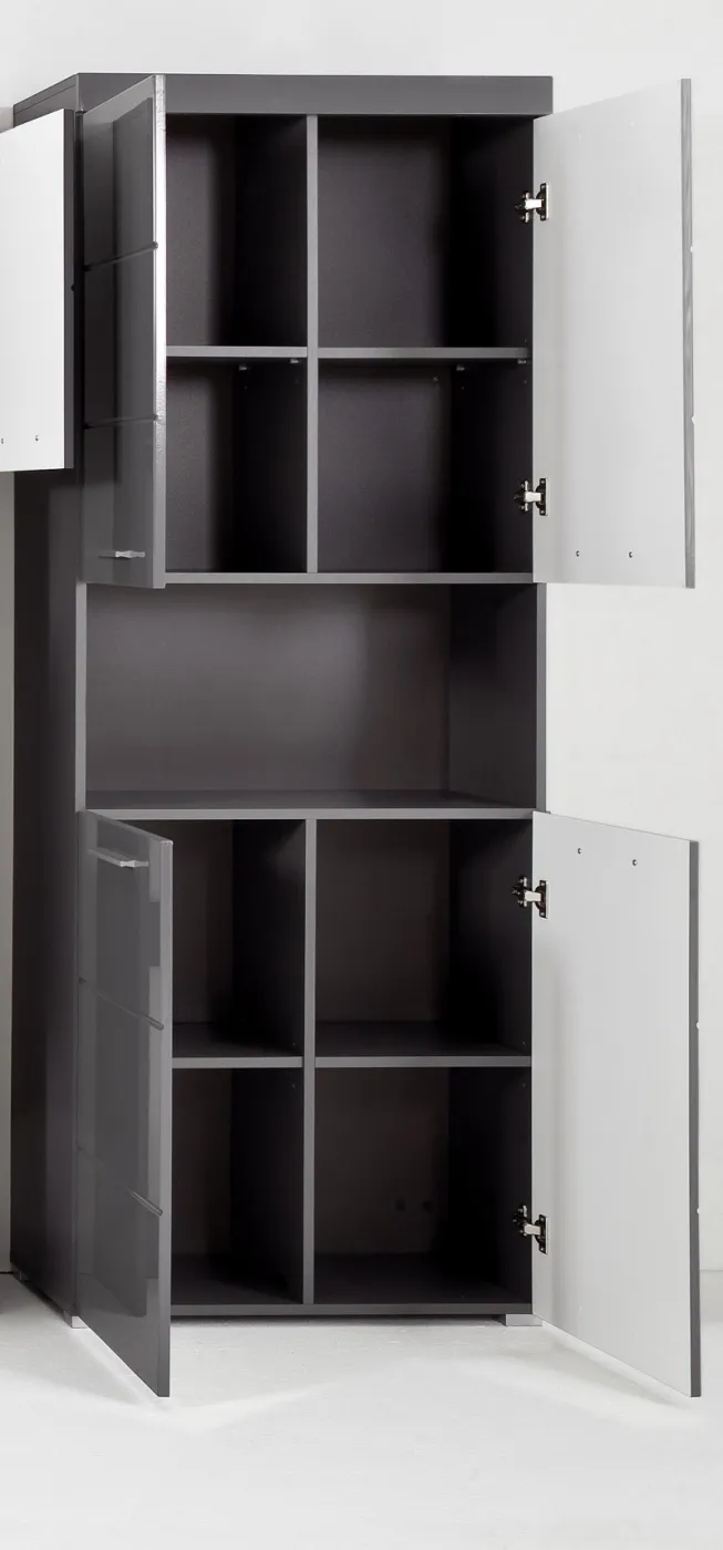 Hochschrank breit Amanda | grau Hochglanz