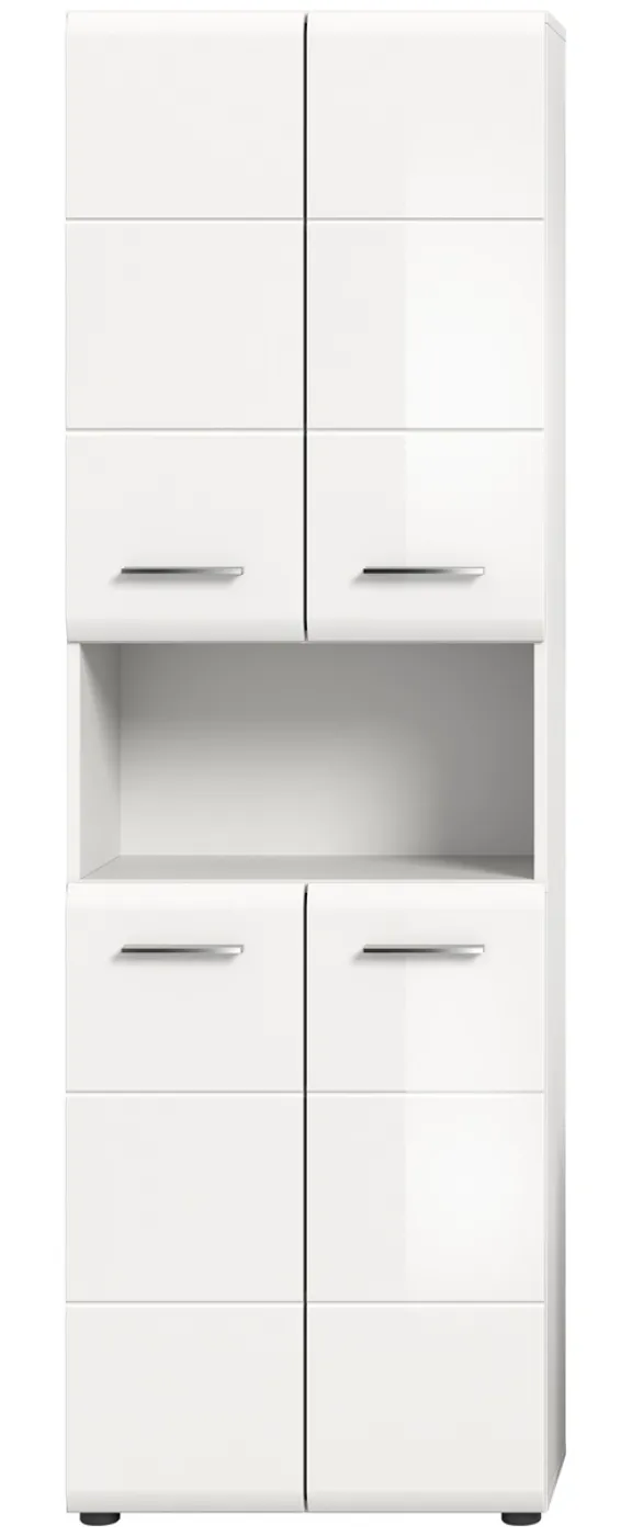 Hochschrank breit Ice | weiß / weiß Hochglanz