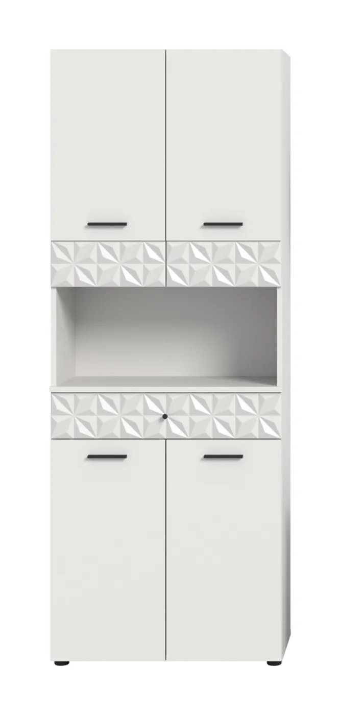 Hochschrank breit Prisma | weiß / weiß Hochglanz