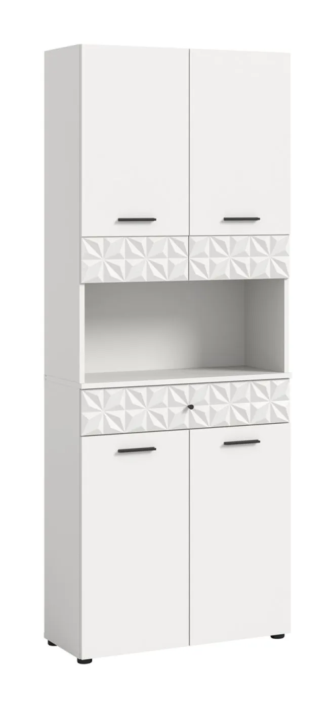 Hochschrank breit Prisma | weiß / weiß Hochglanz